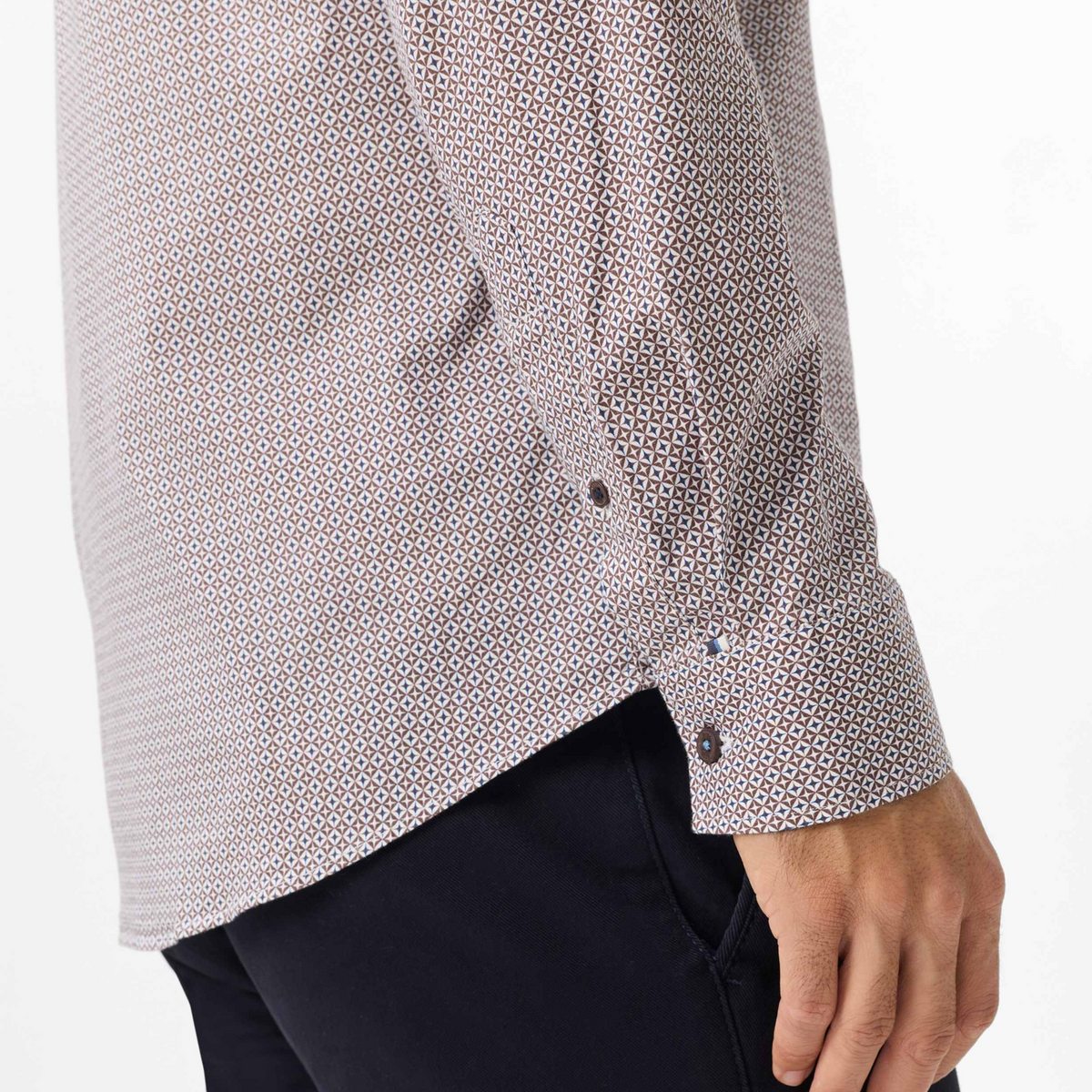 Brax Daniel Geometric Print Shirt - Cappuccino