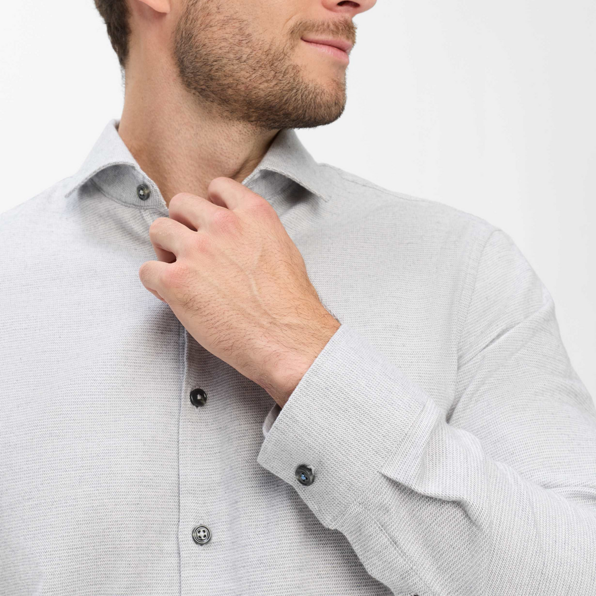 Brax Harold Cotton Flannel Shirt - Light Grey