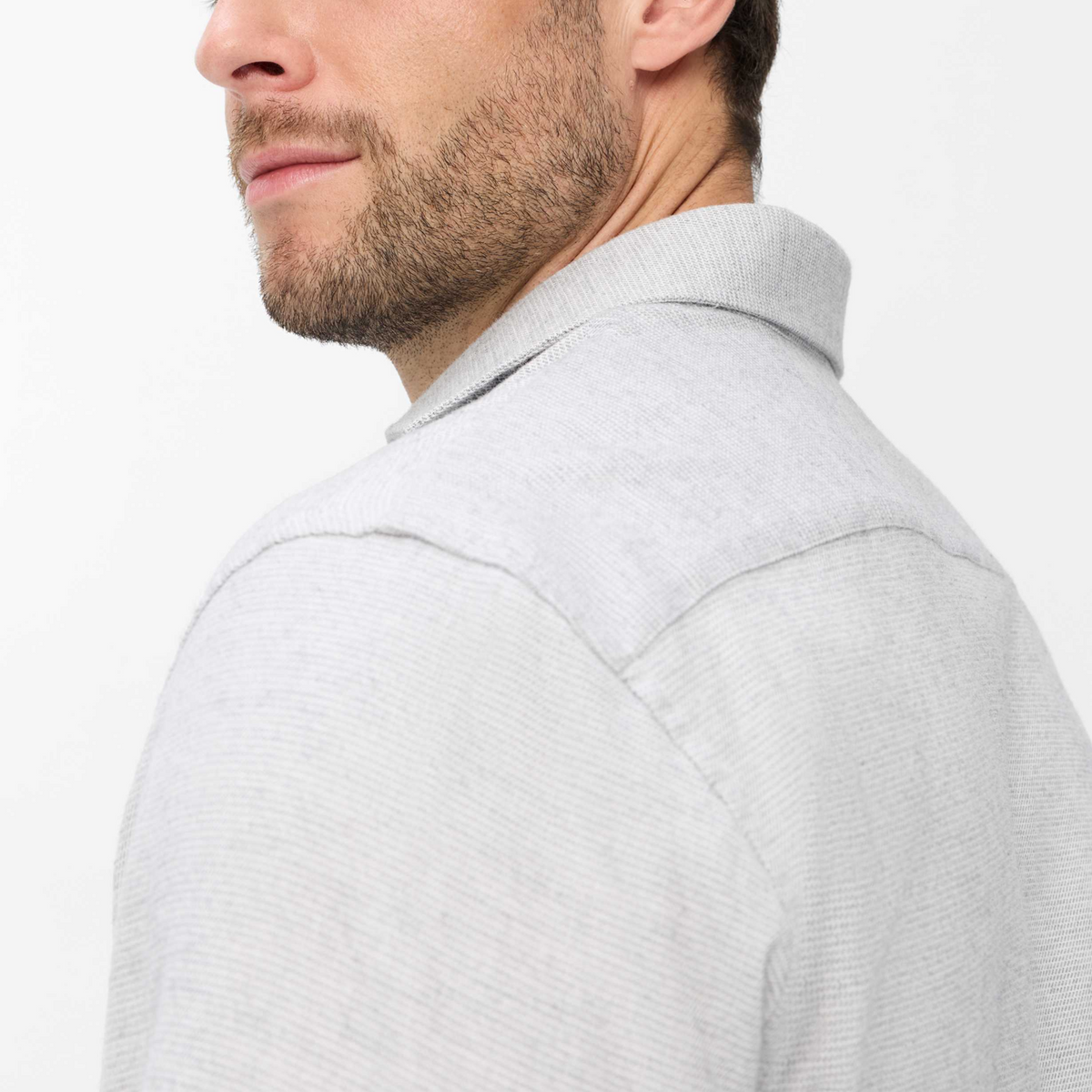 Brax Harold Cotton Flannel Shirt - Light Grey
