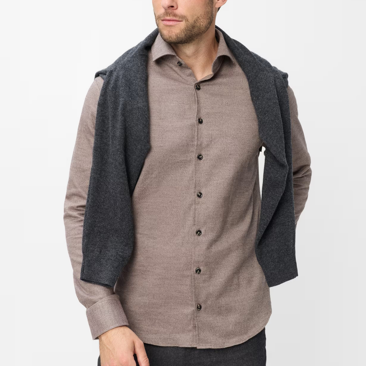 Brax Harold Cotton Flannel Shirt - Chocolate