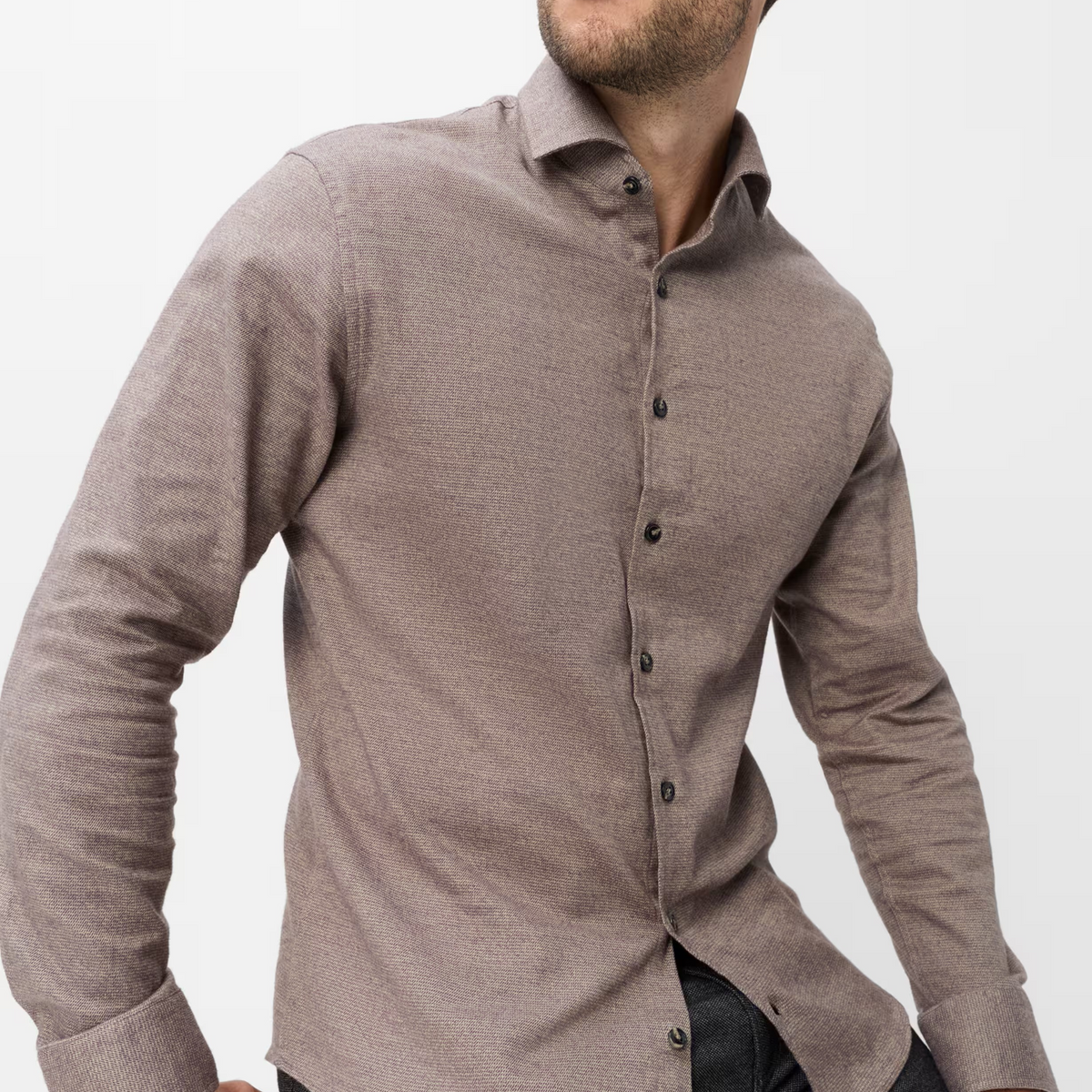 Brax Harold Cotton Flannel Shirt - Chocolate