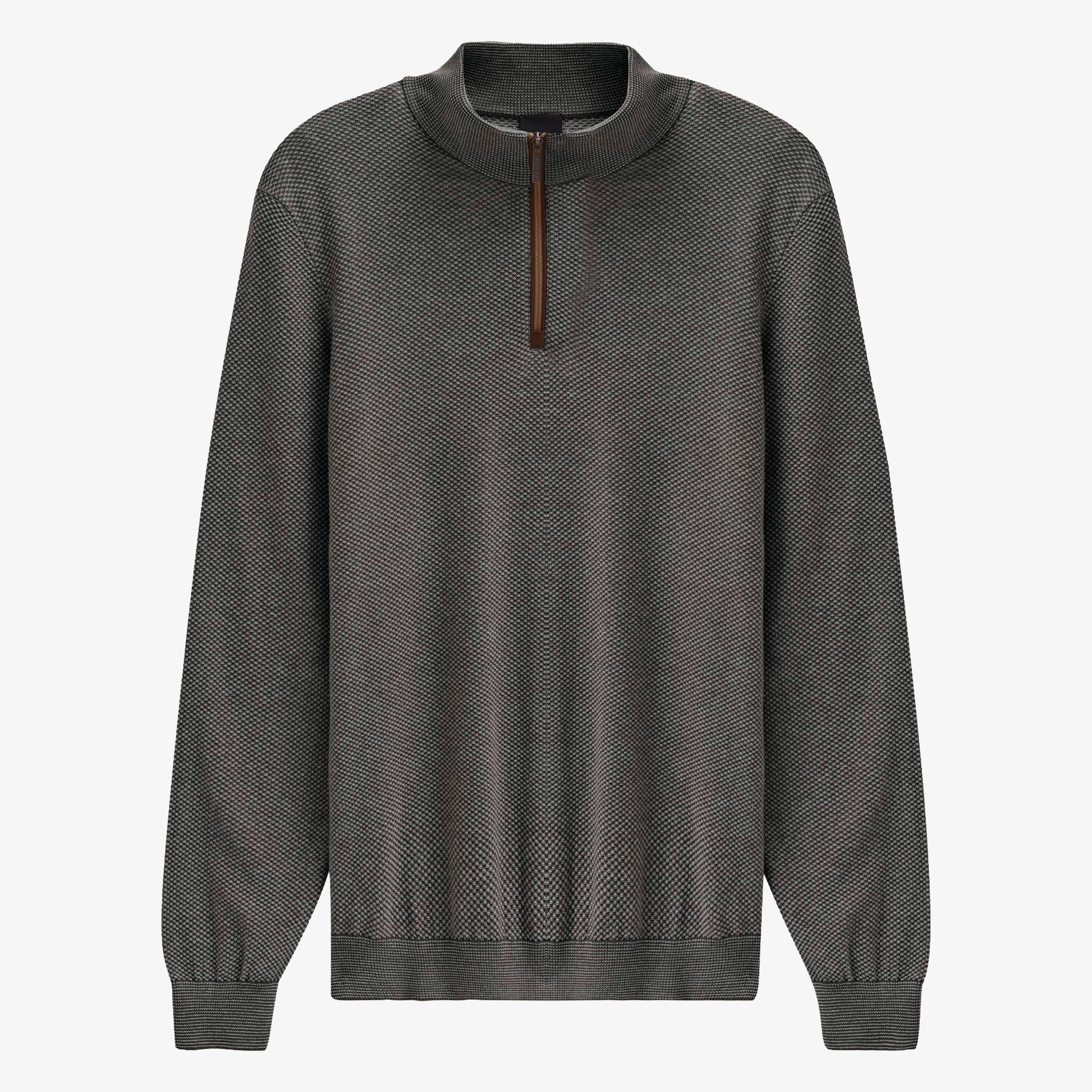 Bugatti 1/2 Zip Knitted Jumper - Light Grey
