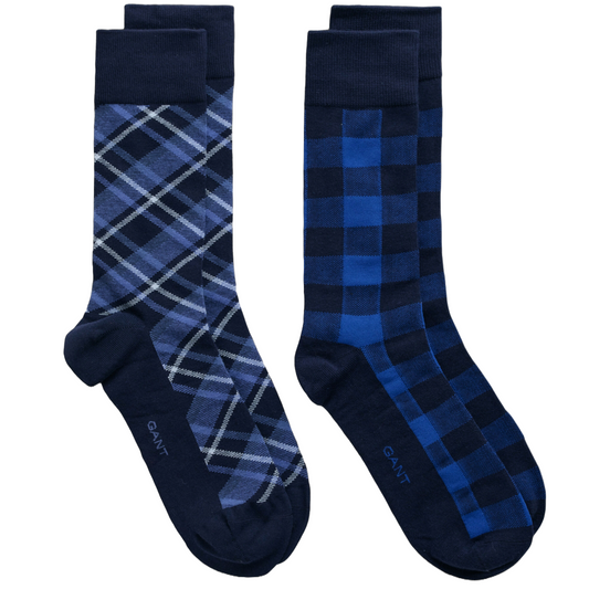 Gant Check Socks 2 Pack Gift Box - Blue