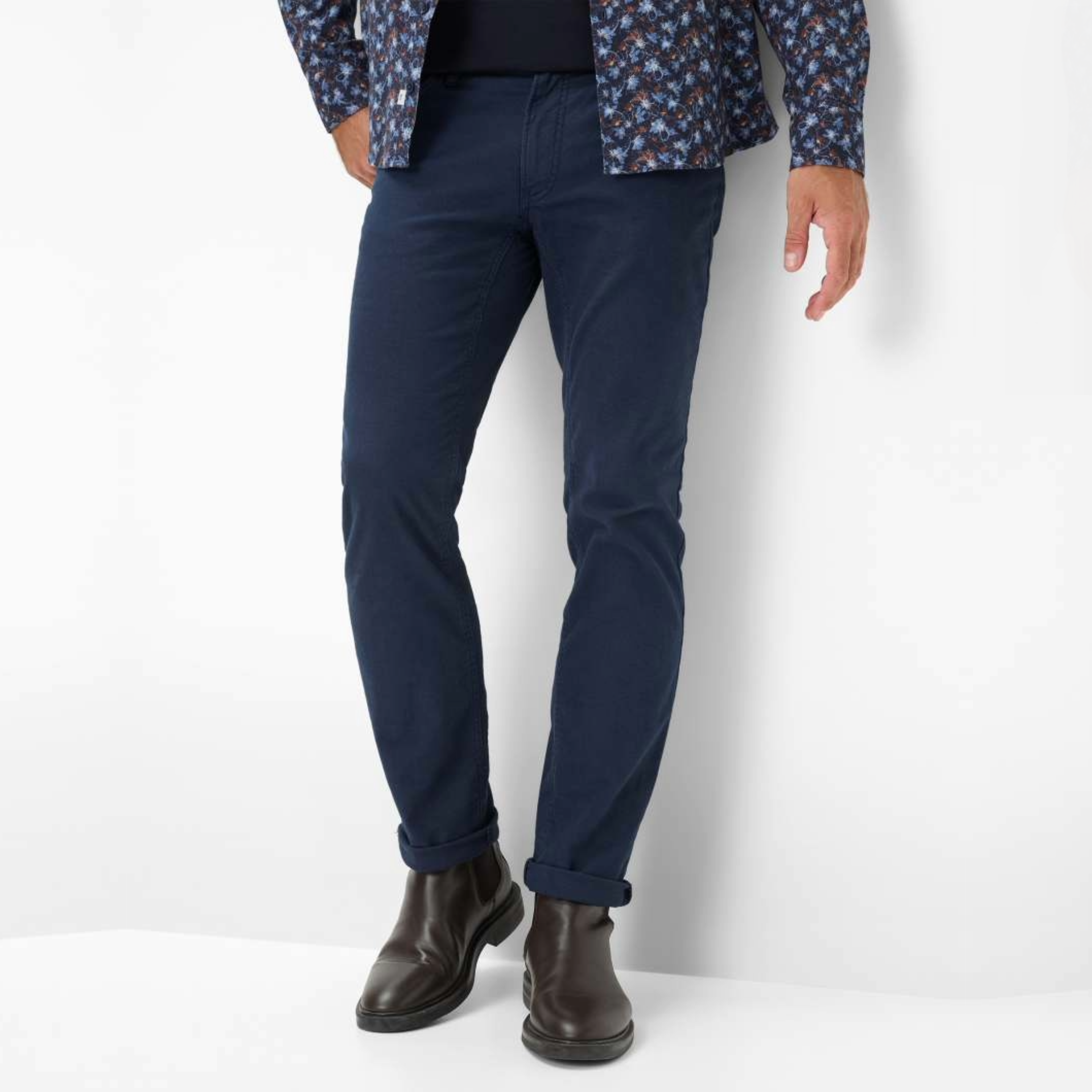 Brax Chuck Hi-Flex Slim Fit Trousers - Navy