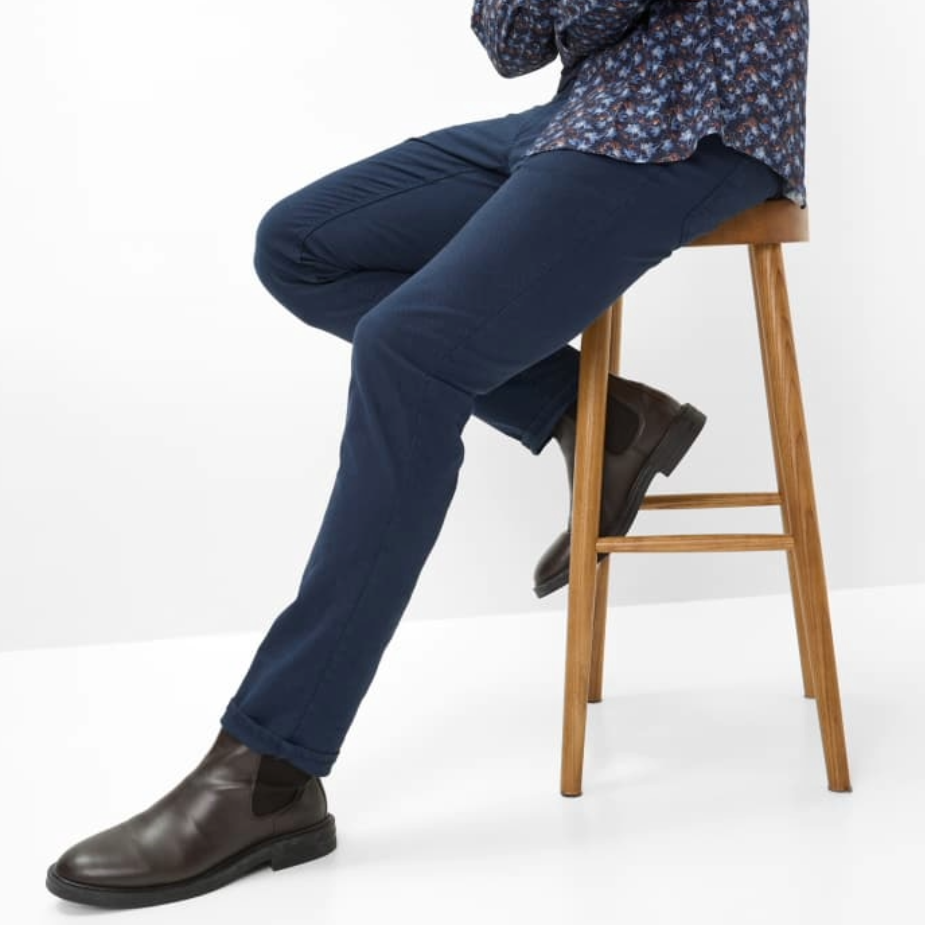 Brax Chuck Hi-Flex Slim Fit Trousers - Navy
