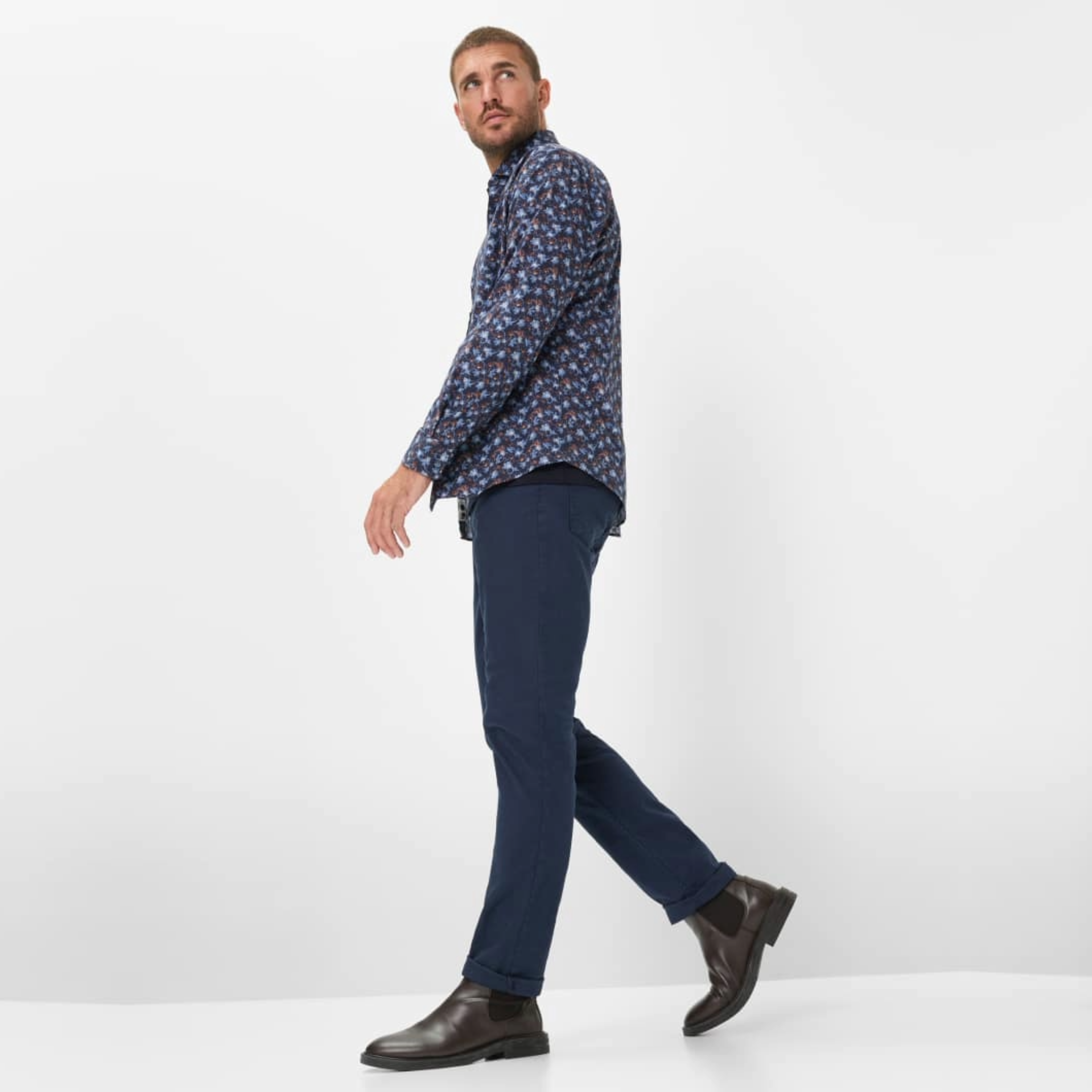 Brax Chuck Hi-Flex Slim Fit Trousers - Navy