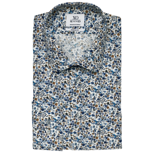 Sand Gordon Floral Print Shirt - Blue