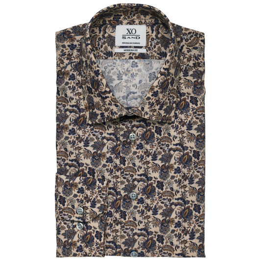 Sand Gordon Floral Print Shirt - Beige