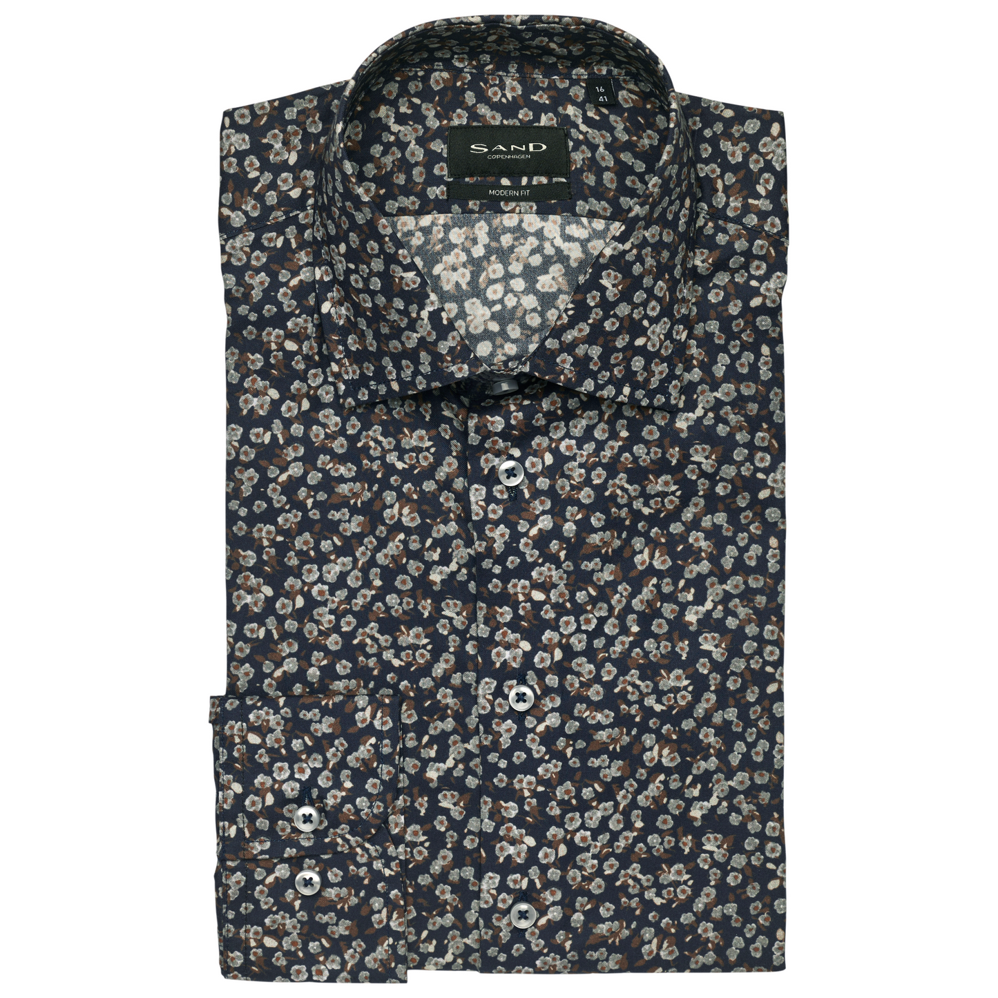 Sand Floral Print Shirt - Navy