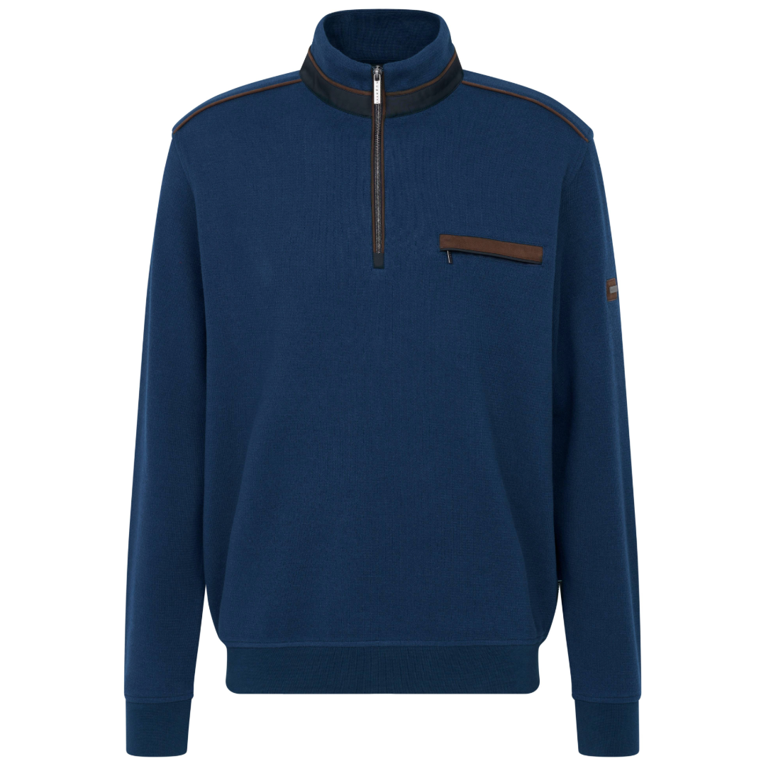 Bugatti Half Zip Knitted Pullover - Blue