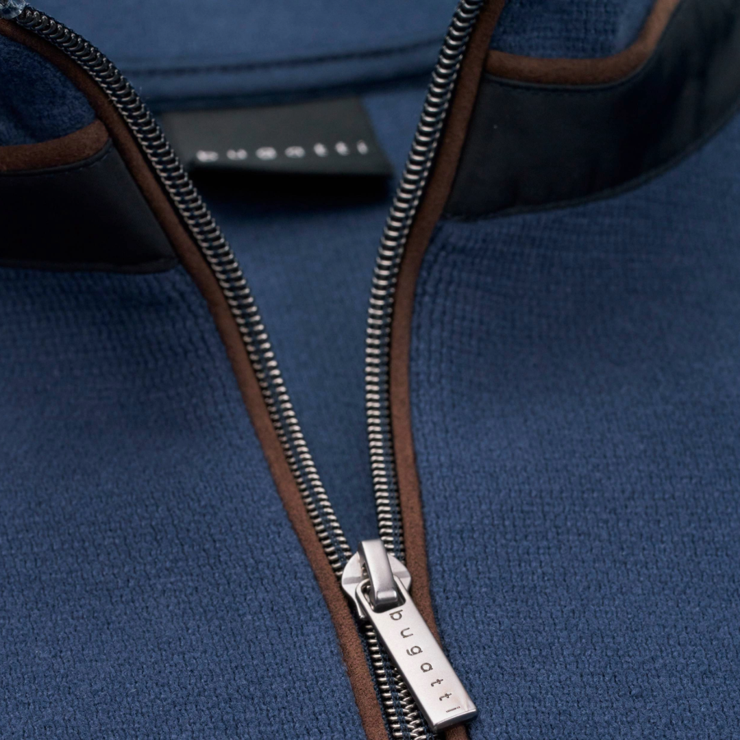 Bugatti Half Zip Knitted Pullover - Blue