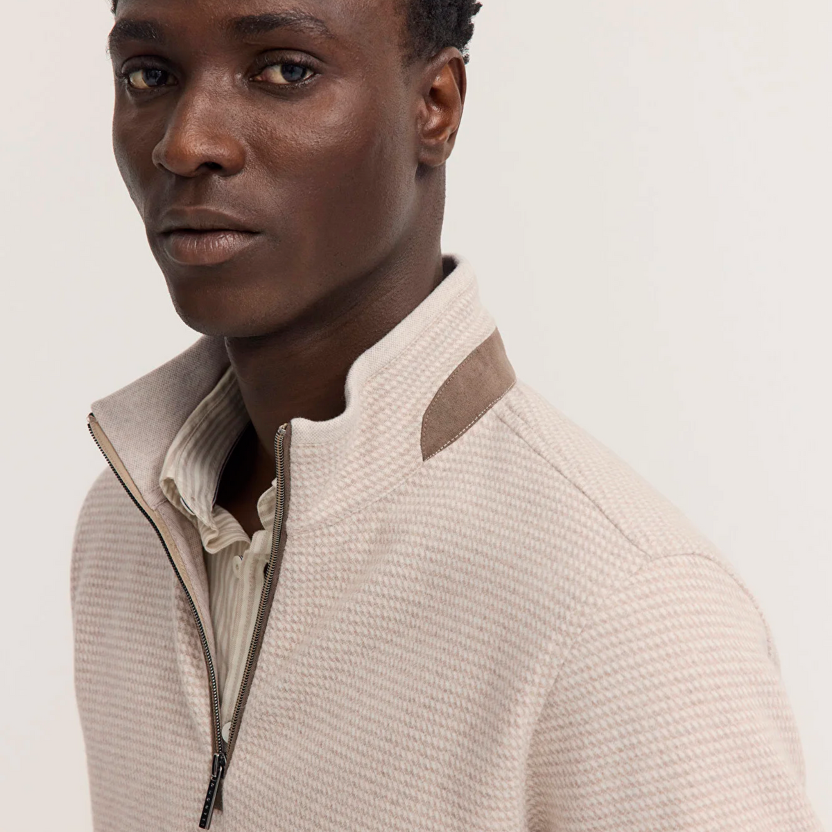 Bugatti Half Zip Jersey Sweatshirt - Beige
