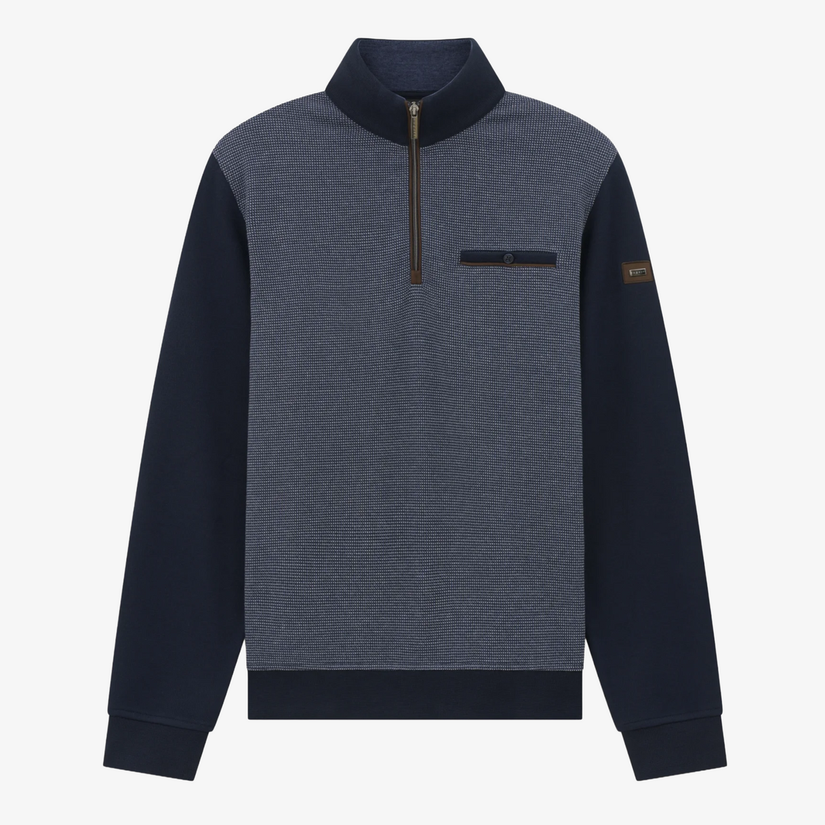 Bugatti Half Zip Contrast Jersey Sweatshirt - Navy