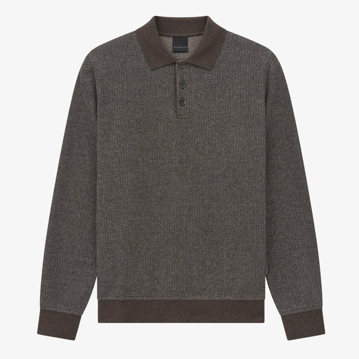 Bugatti Textured Knitted Polo Shirt - Beige