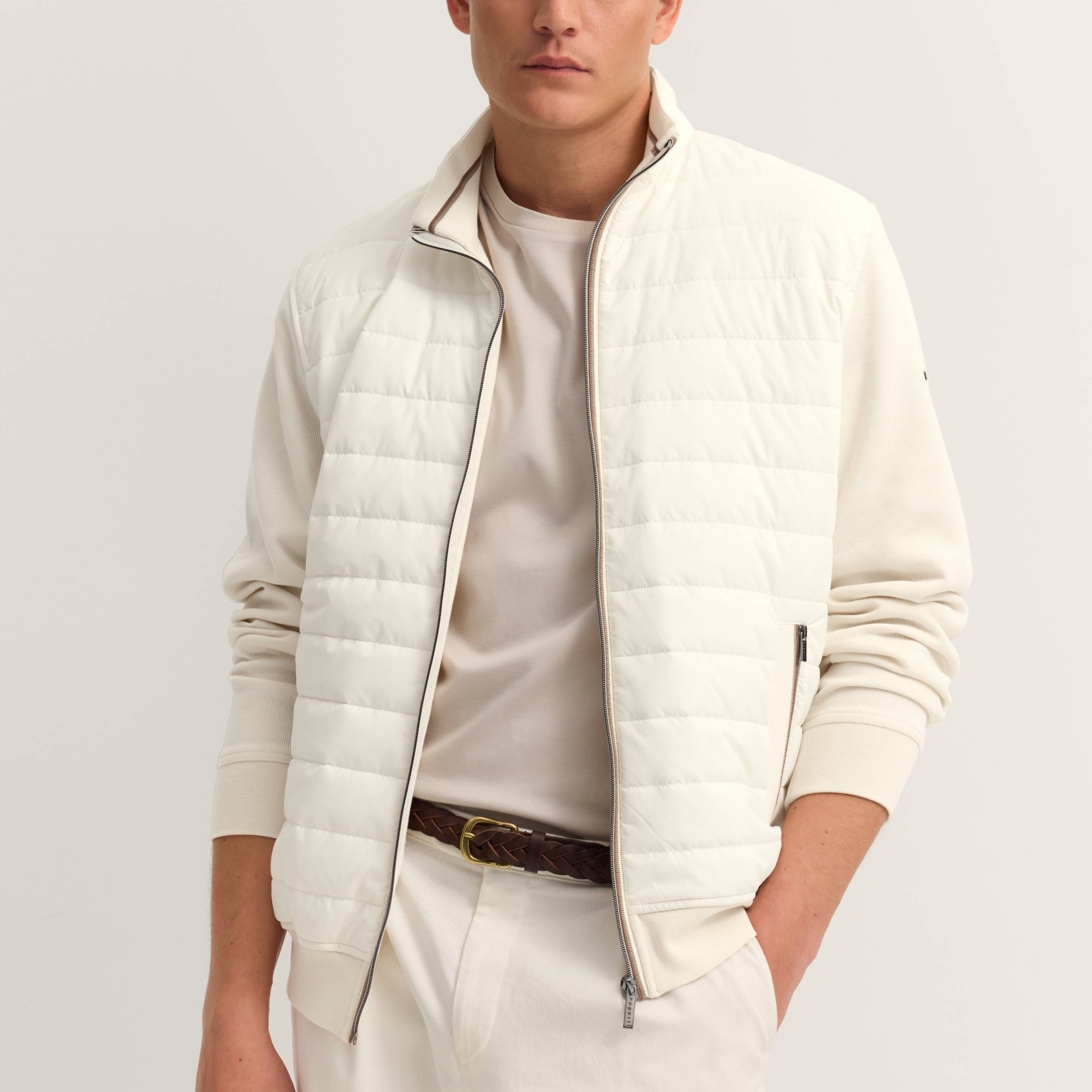 Bugatti Quilted Hybrid Jacket - Ecru