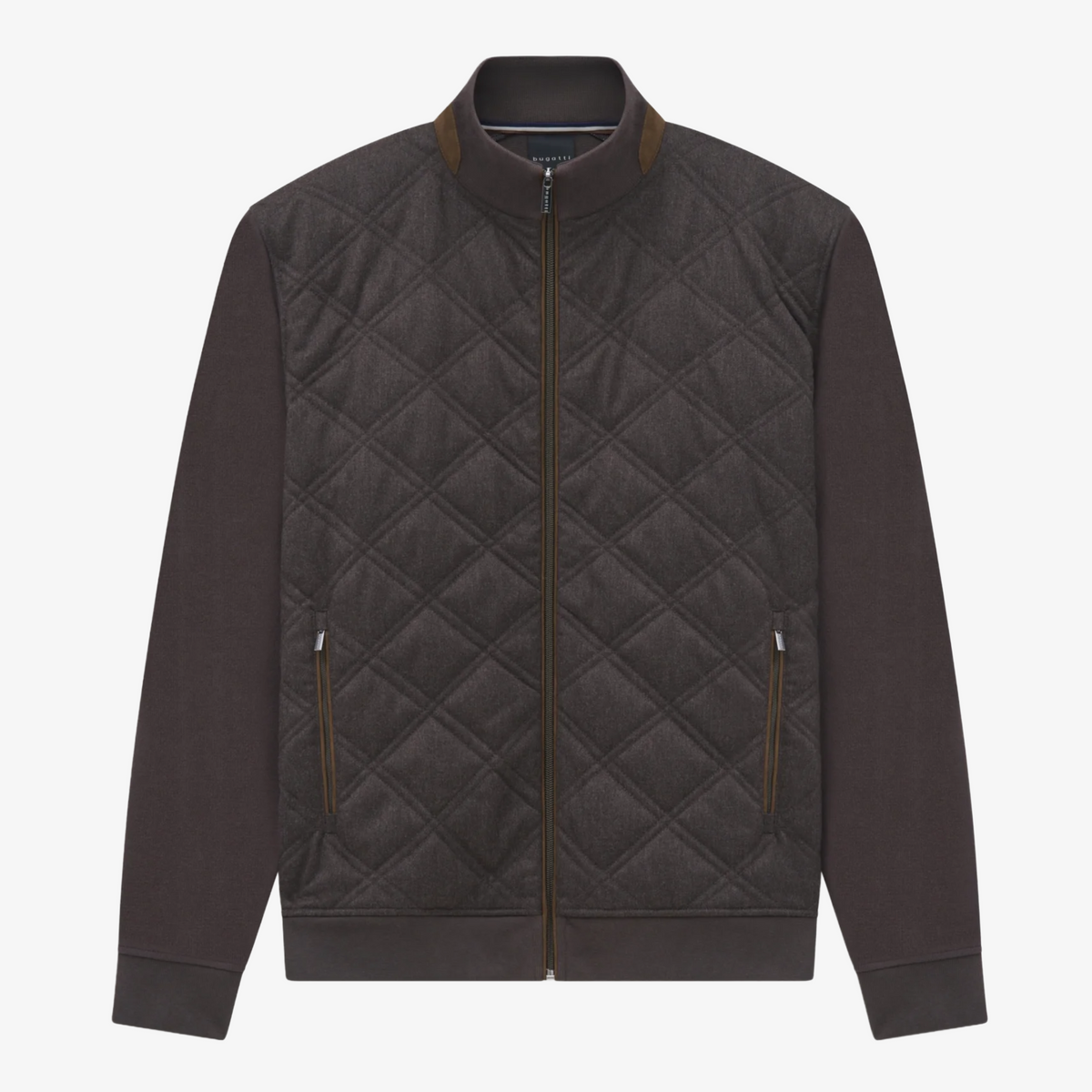 Bugatti Quilted Hybrid Jersey Jacket - Brown