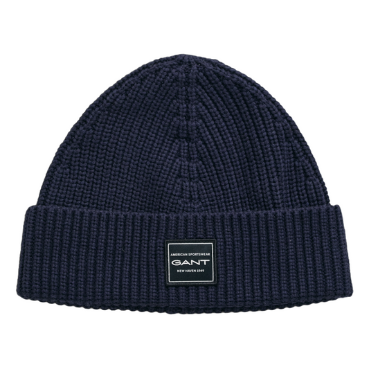 Gant Cotton Ribbed Beanie - Navy