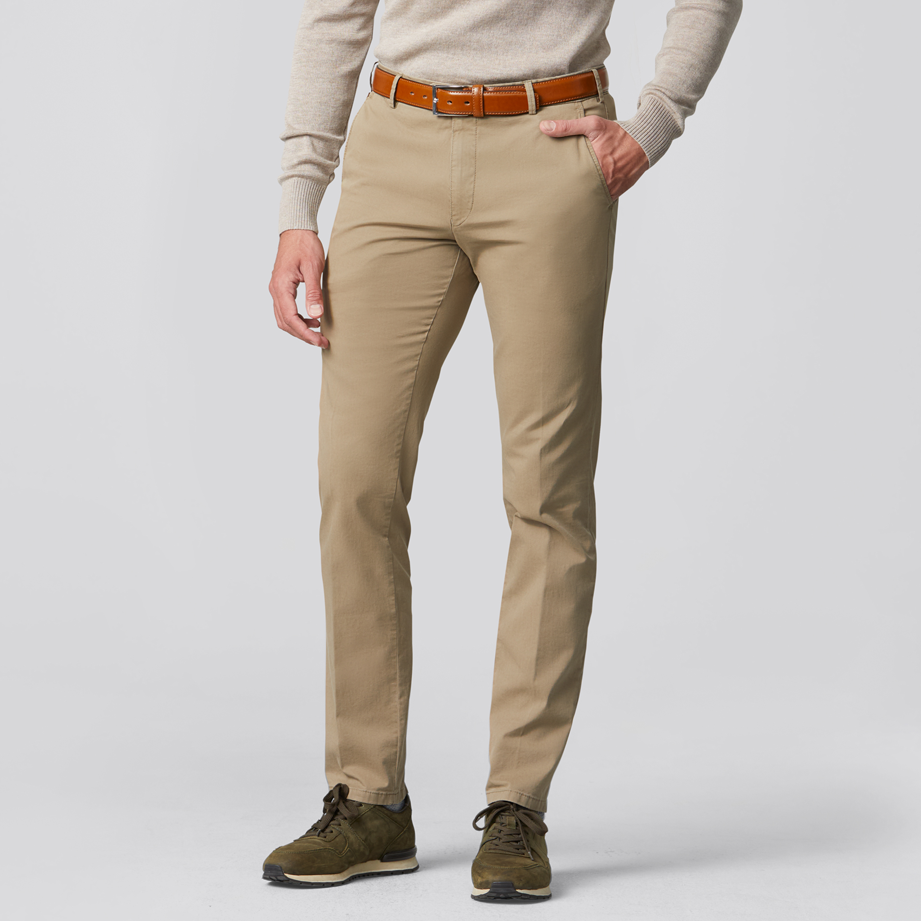 Meyer Bonn Modern Fit Chinos - Dark Beige