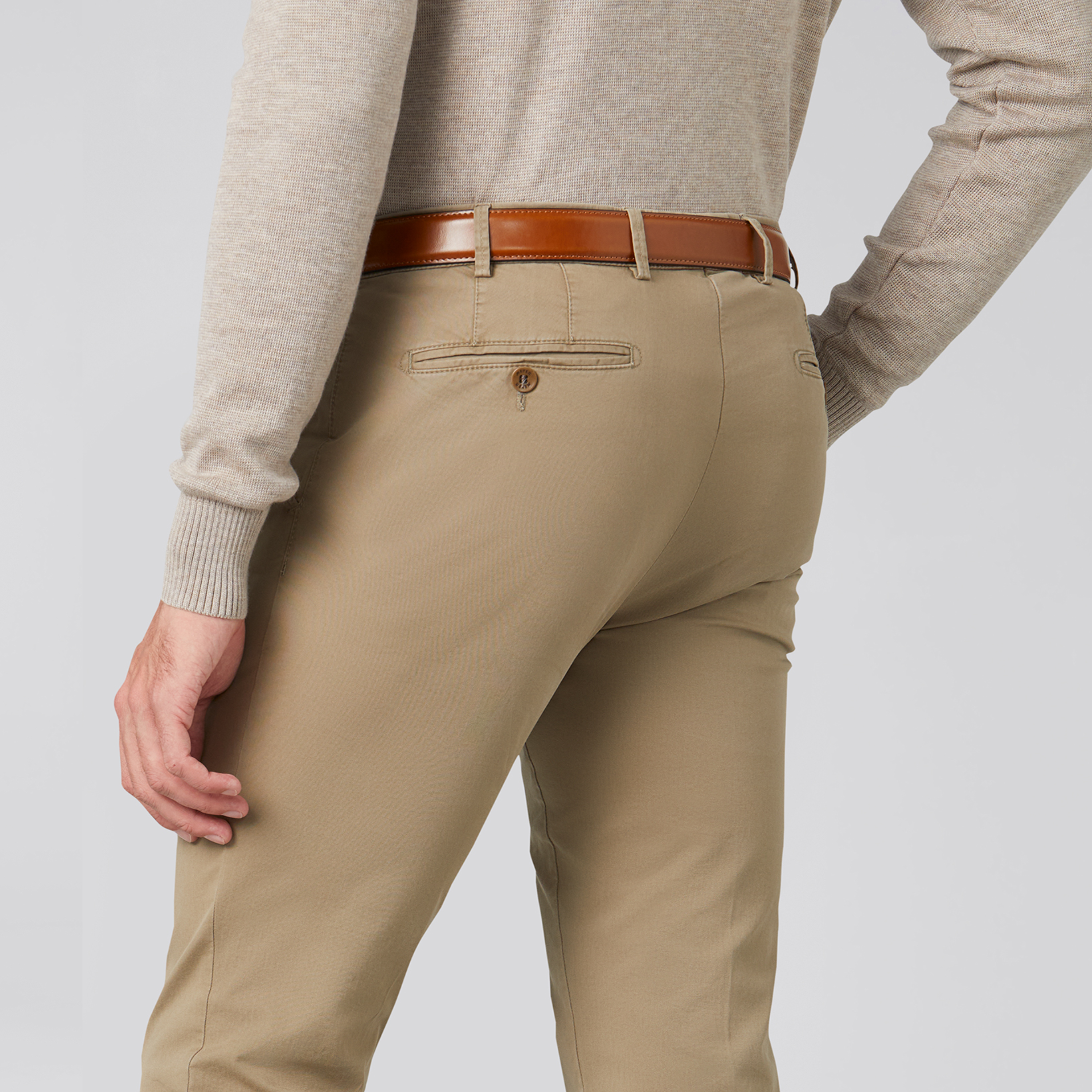 Meyer Bonn Modern Fit Chinos - Dark Beige