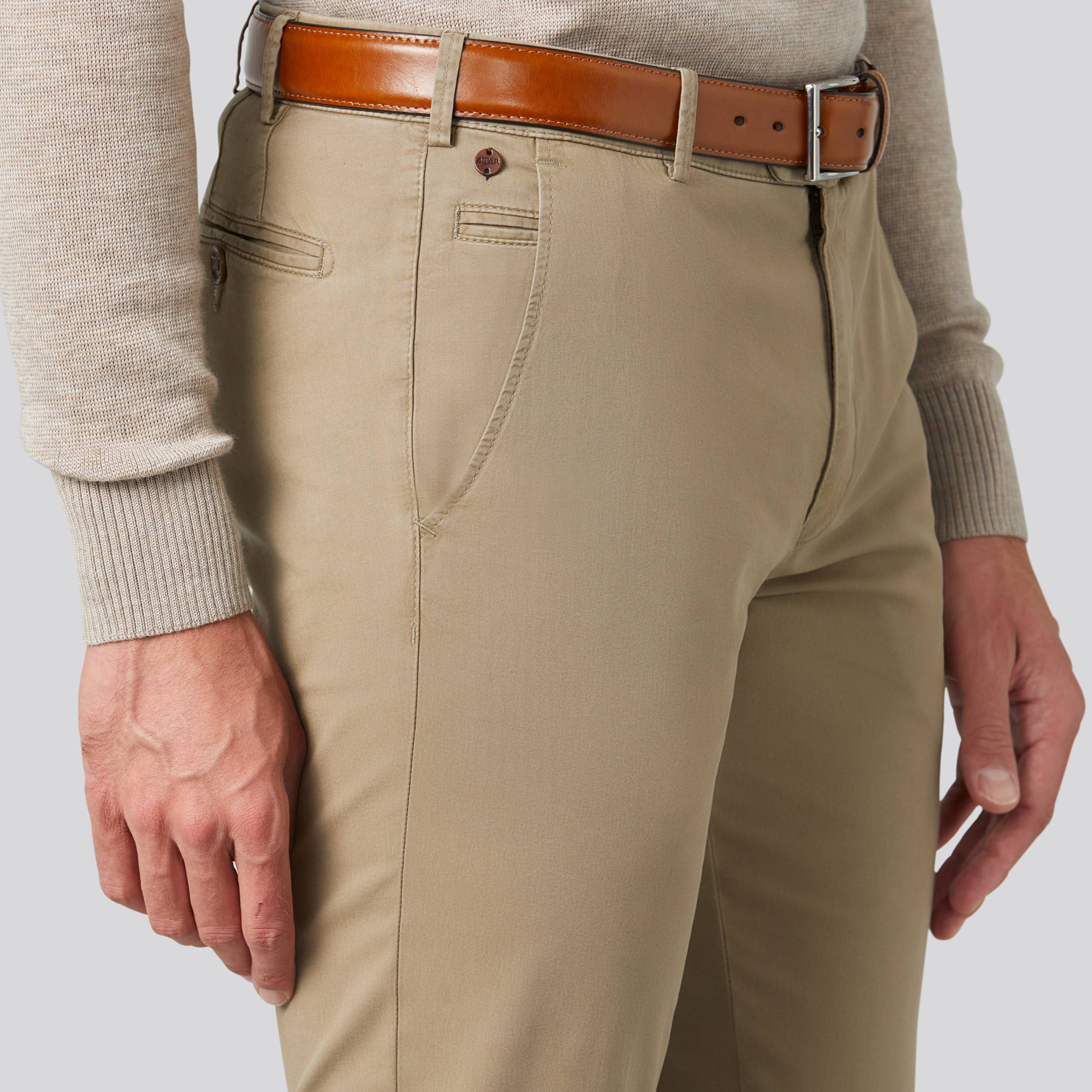 Meyer Bonn Modern Fit Chinos - Dark Beige