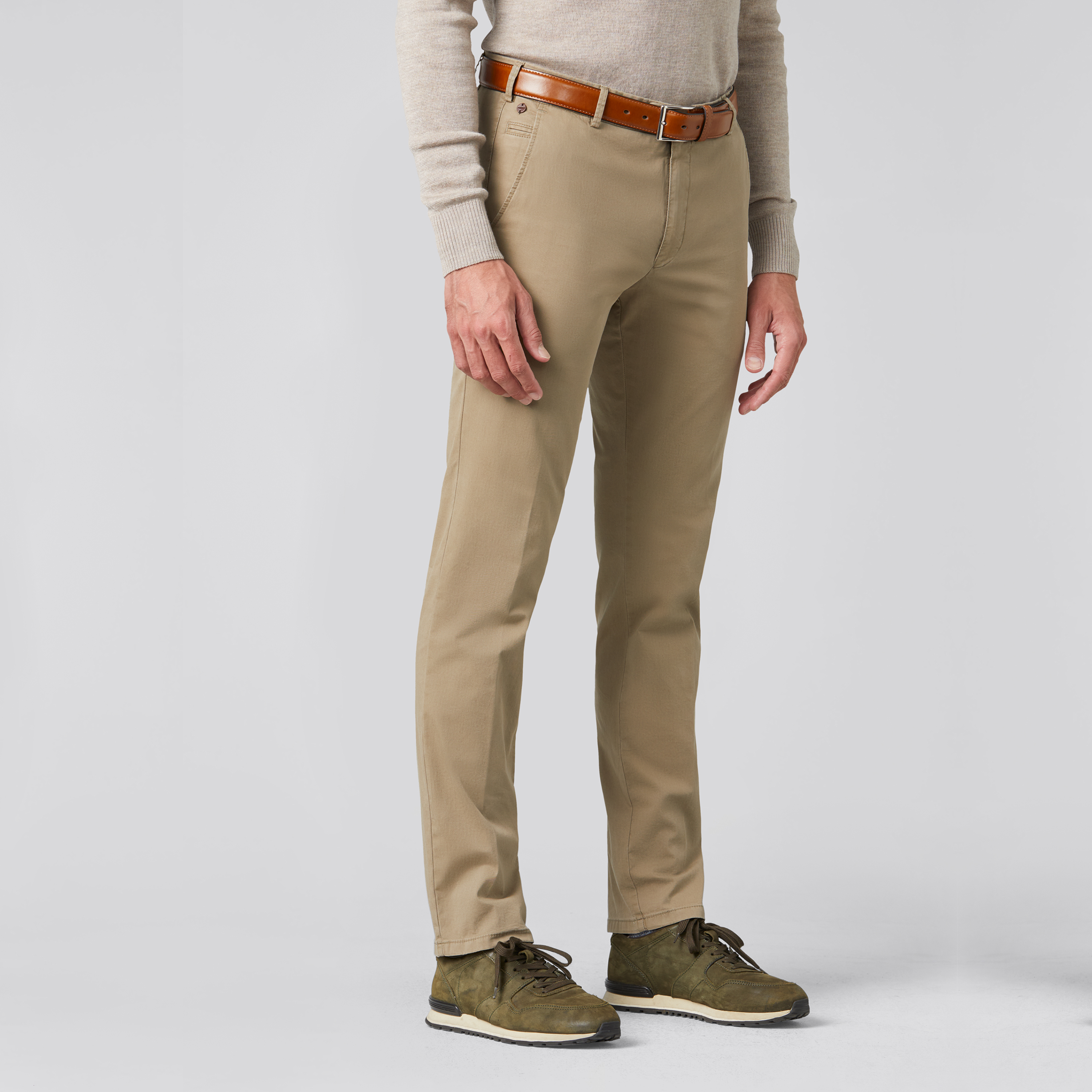 Meyer Bonn Modern Fit Chinos - Dark Beige