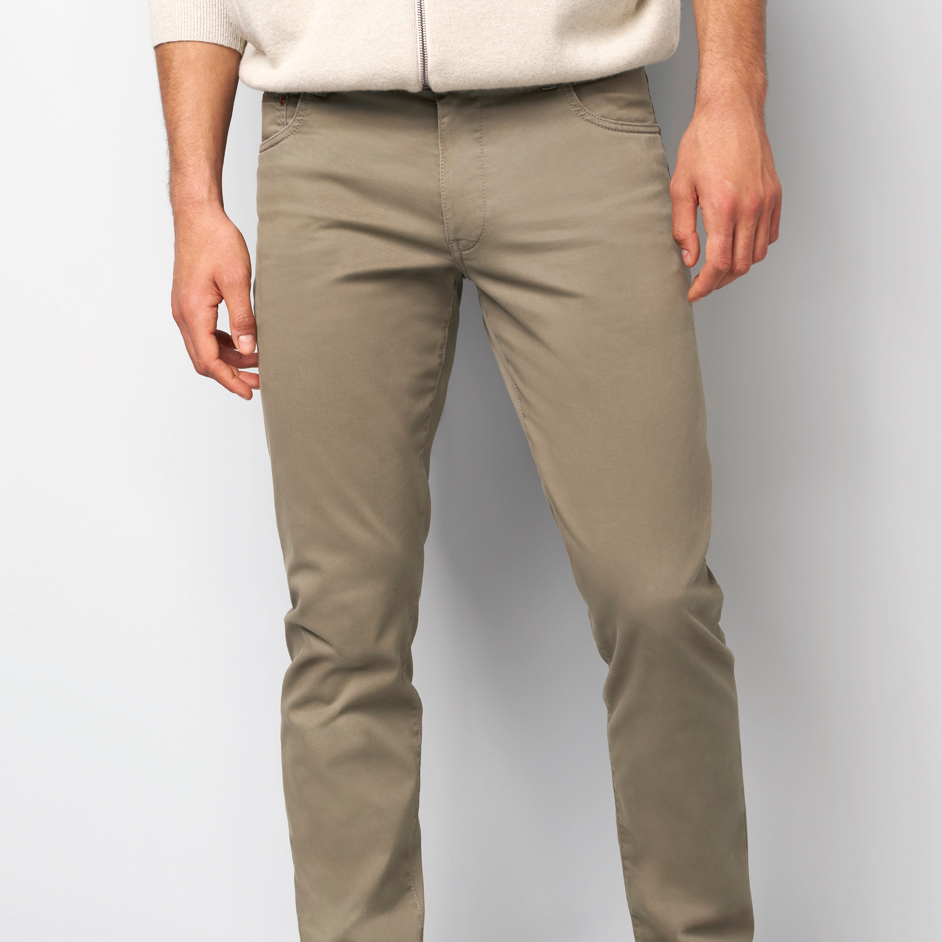M5 High Performance Satin Straight Fit Jeans - Beige