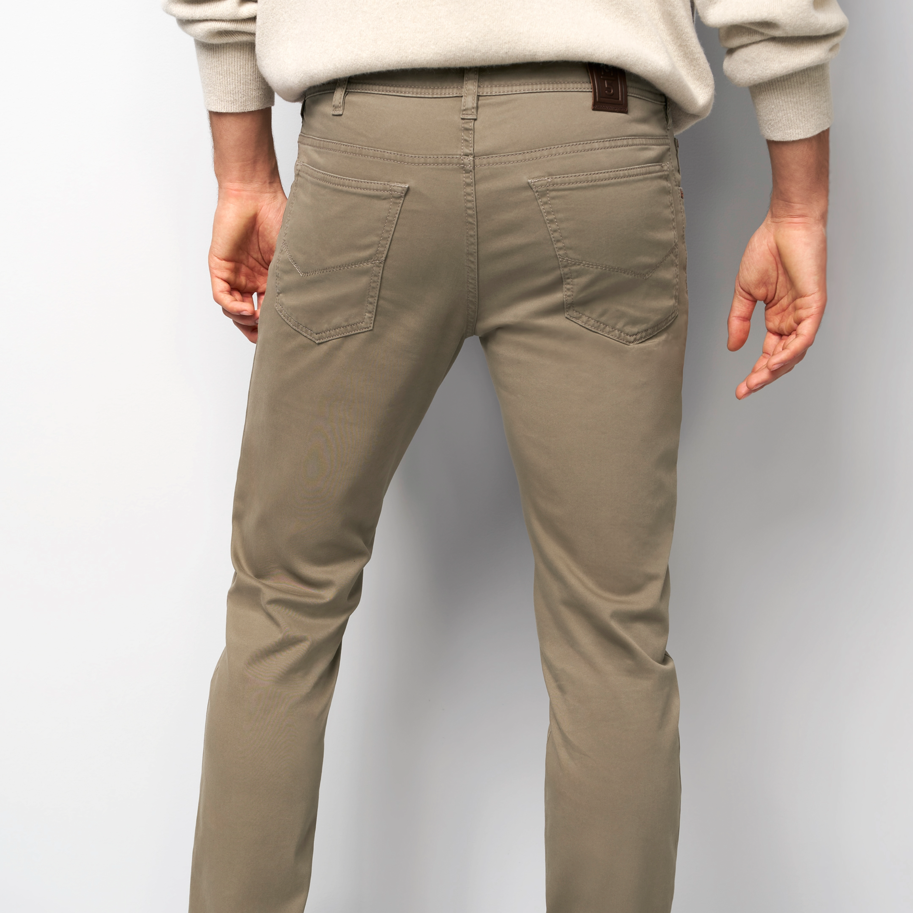 M5 High Performance Satin Straight Fit Jeans - Beige
