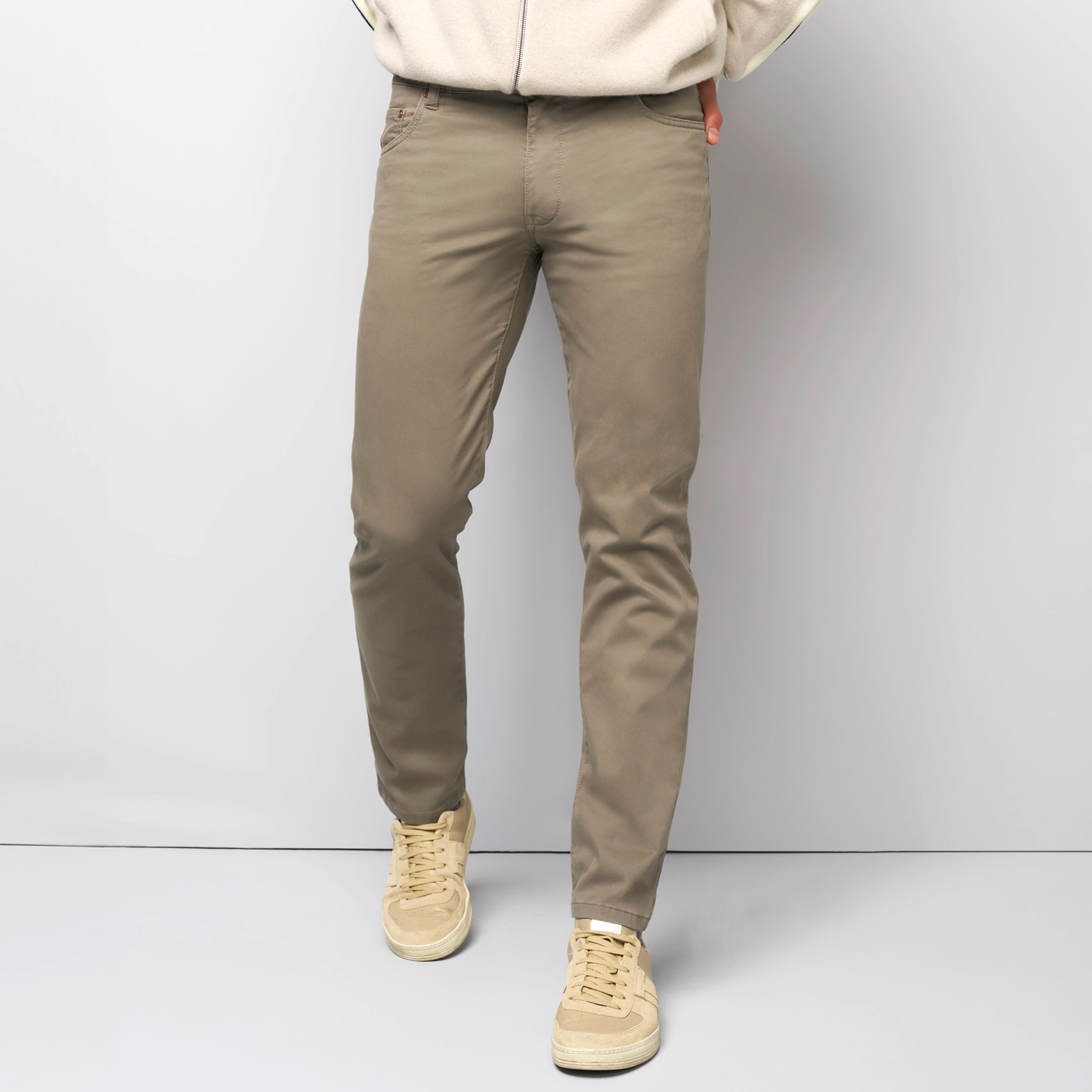 M5 High Performance Satin Straight Fit Jeans - Beige
