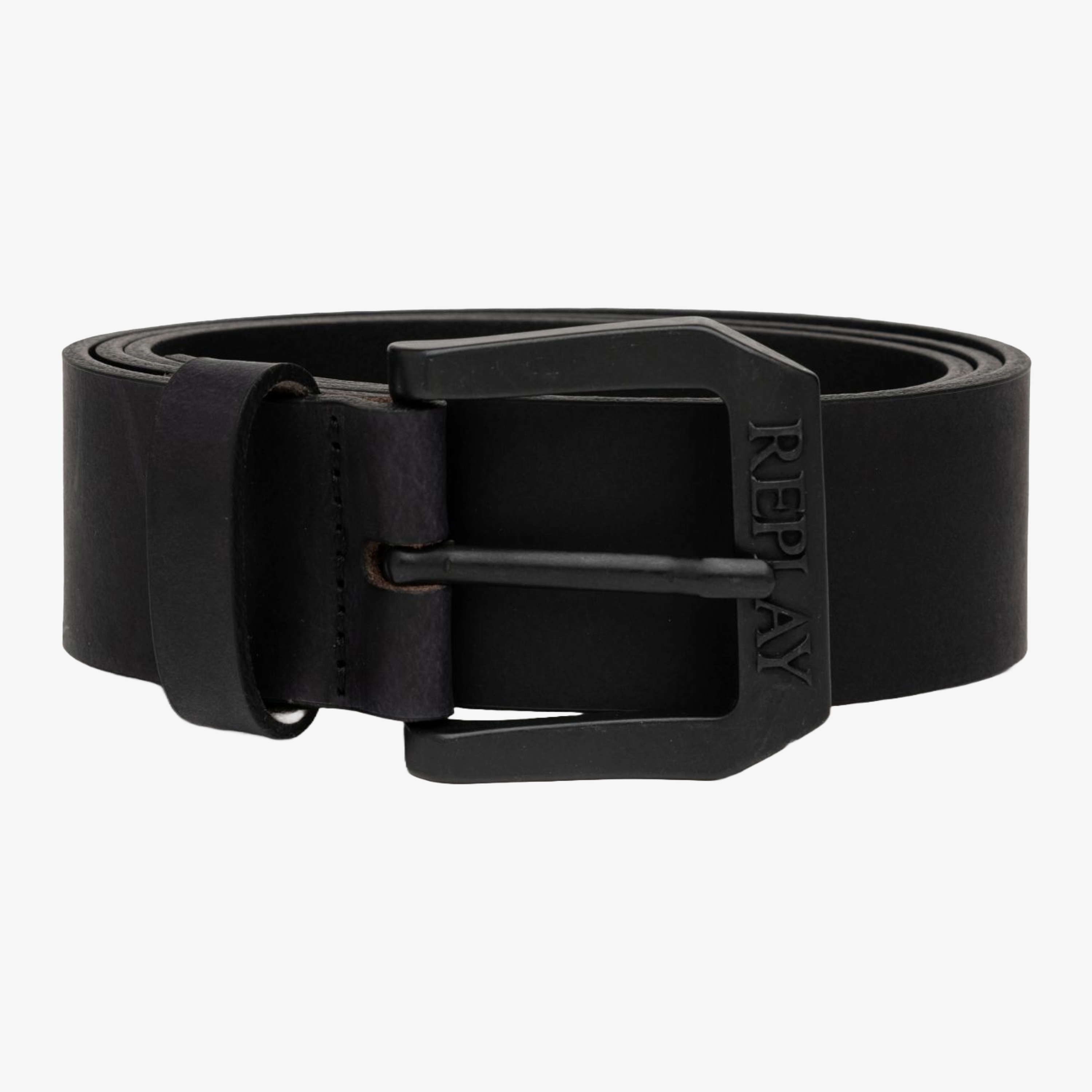Replay Leather Belt With Logo - Black
