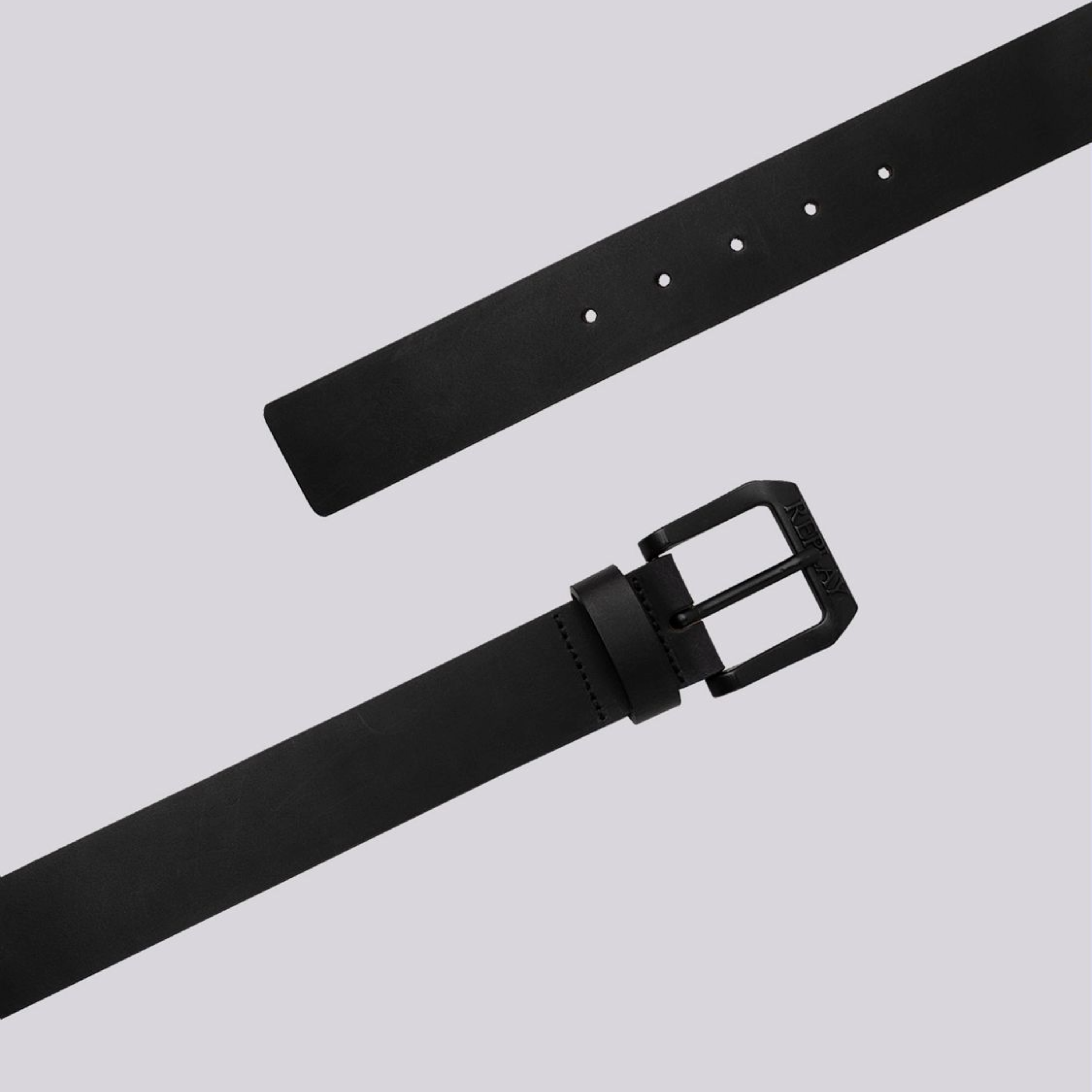 Replay Leather Belt With Logo - Black