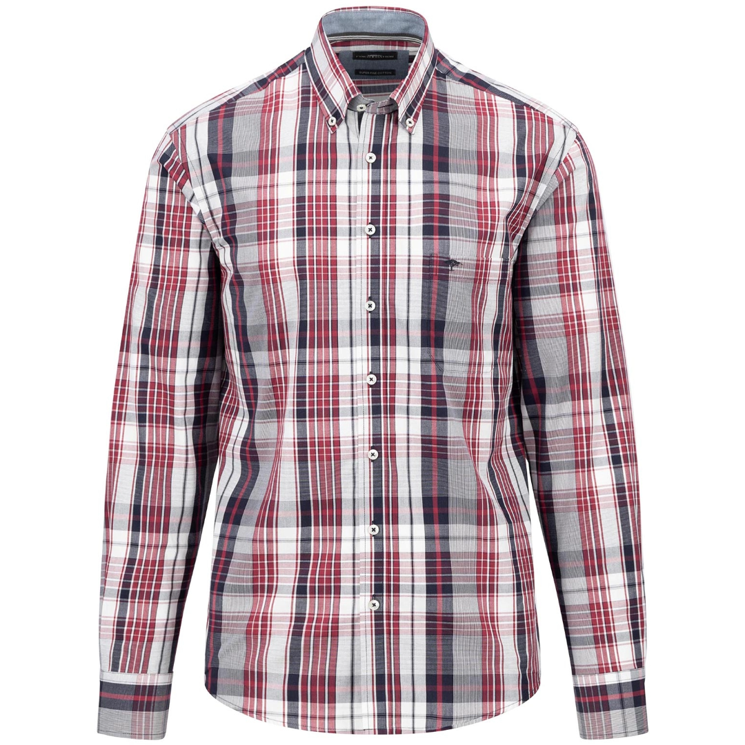 Fynch-Hatton Poplin Check Shirt - Red