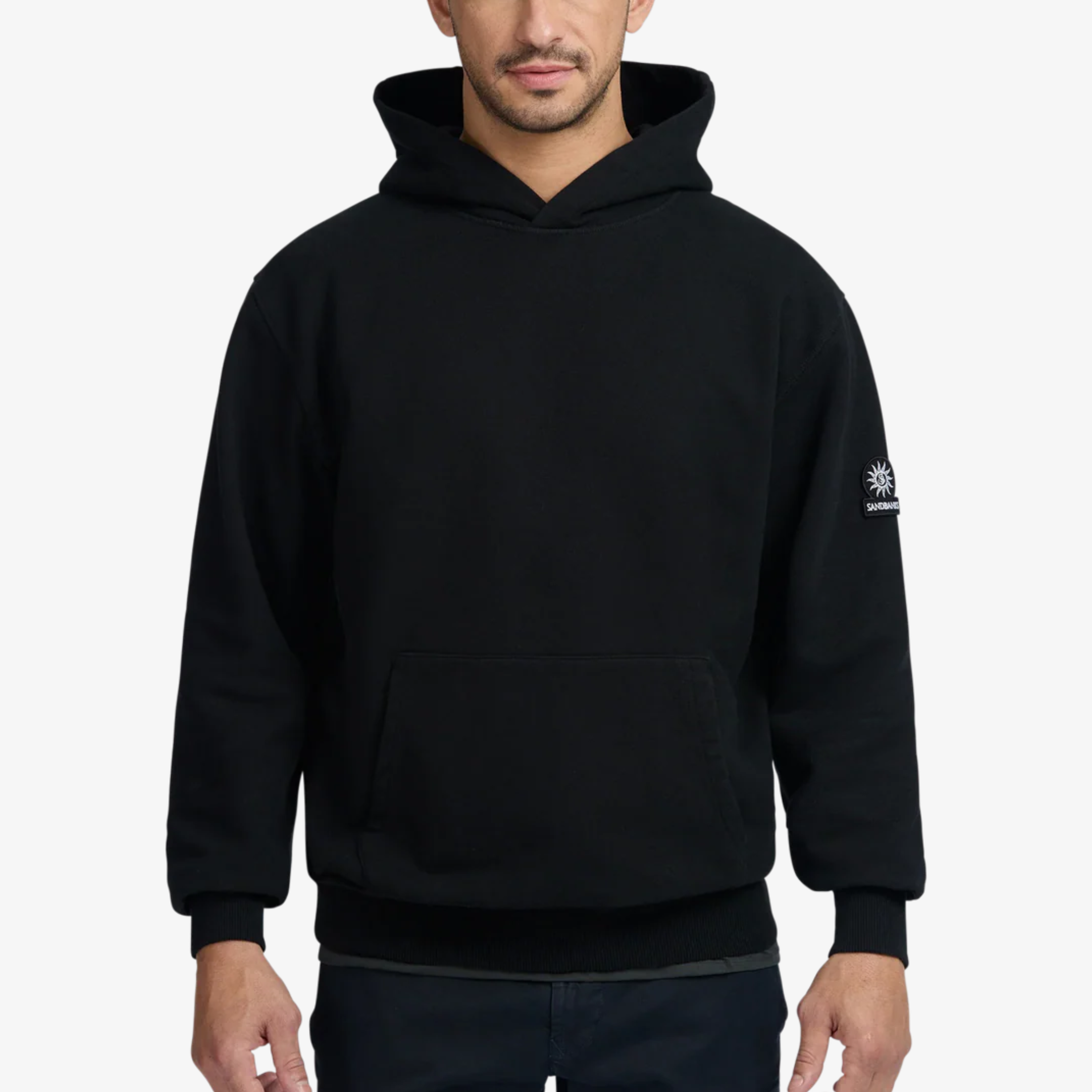 Sandbanks Badge Logo Hoodie - Black