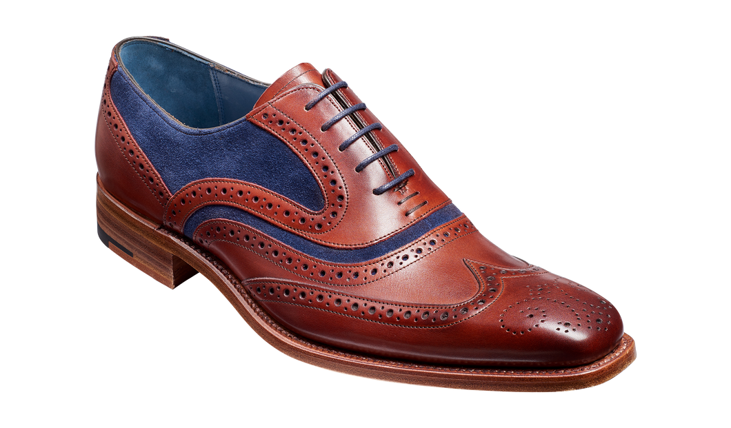BARKER McClean Shoes in Rosewood Calf and Navy Suede