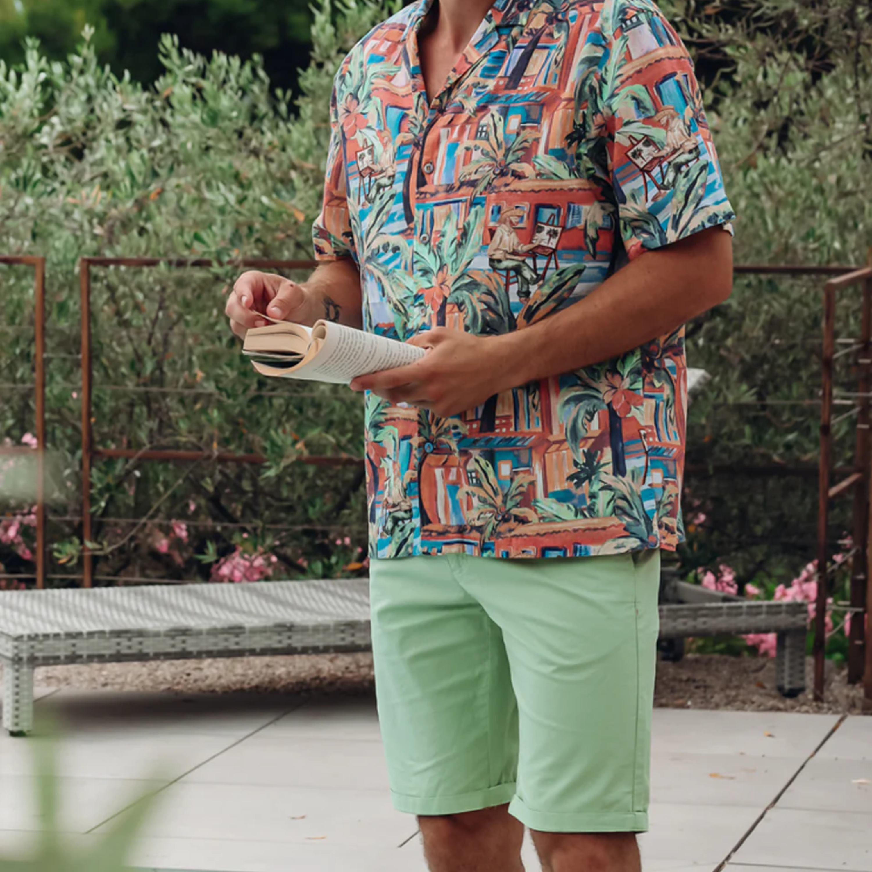 A Fish Named Fred Garment Dyed Bermuda Shorts - Olive Green