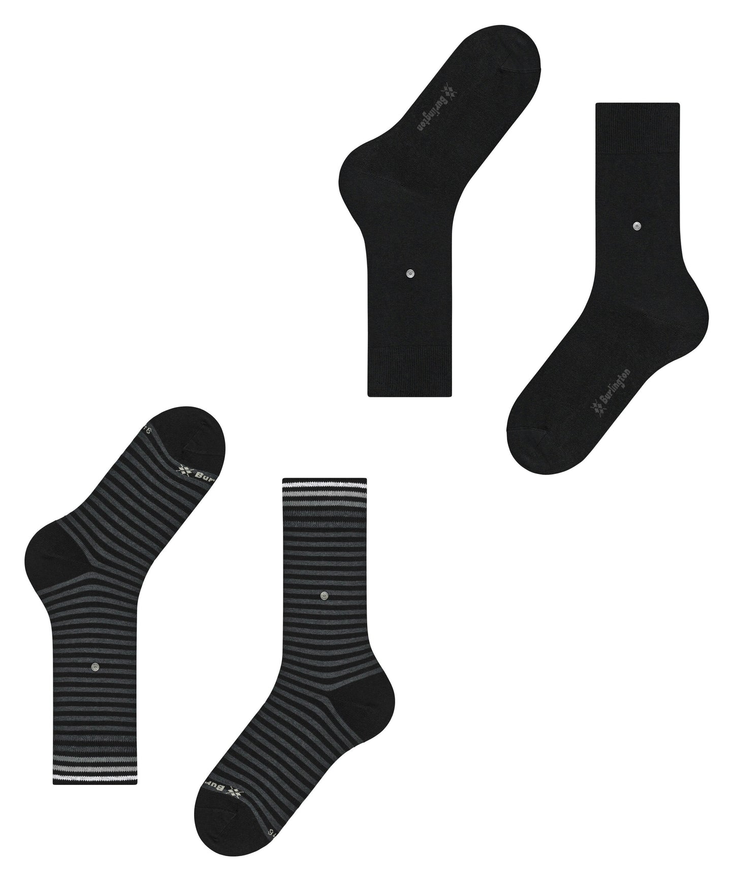Burlington Everyday Stripe 2-Pack Socks - Black
