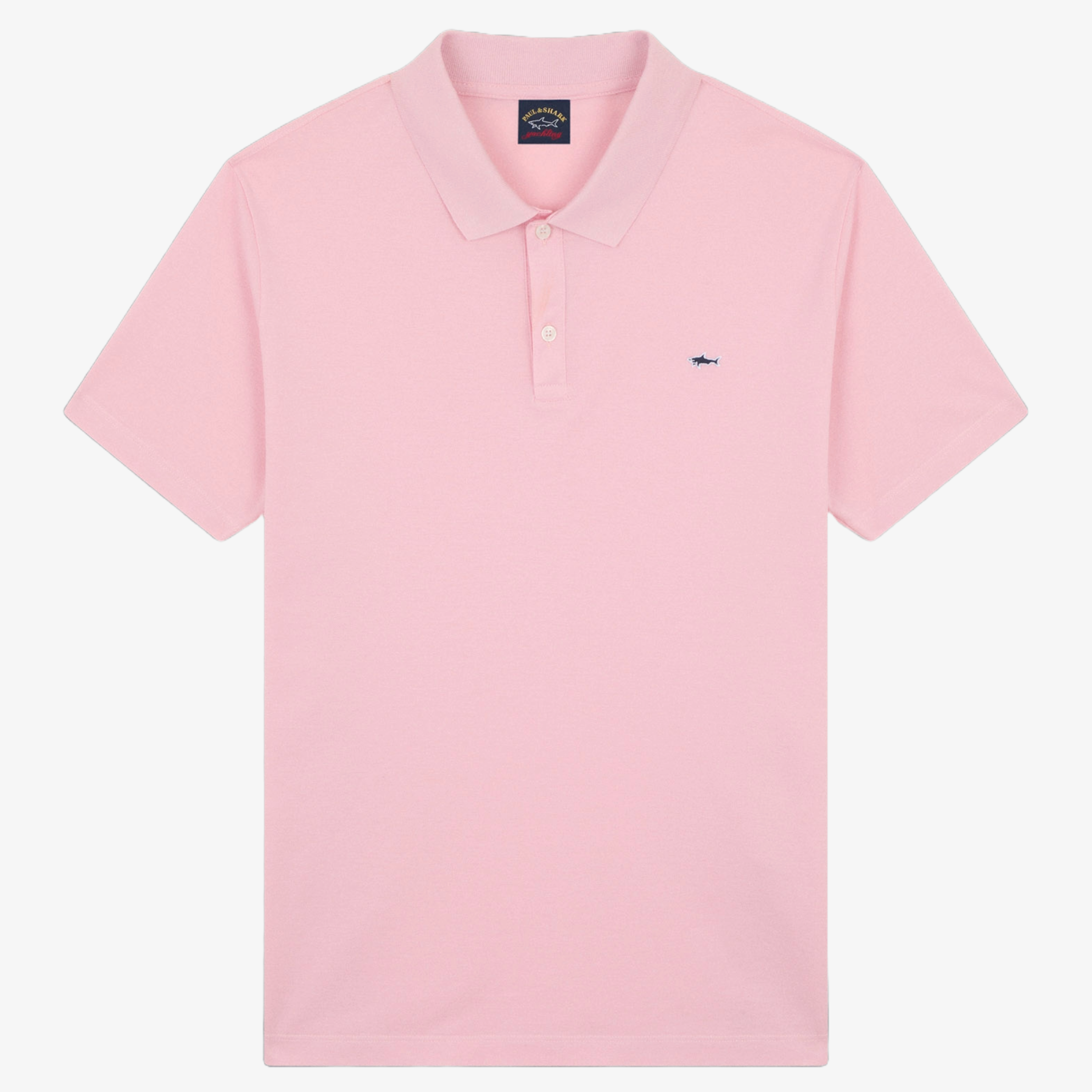 Paul & Shark Cotton Pique Shark Badge Polo Shirt - Light Pink
