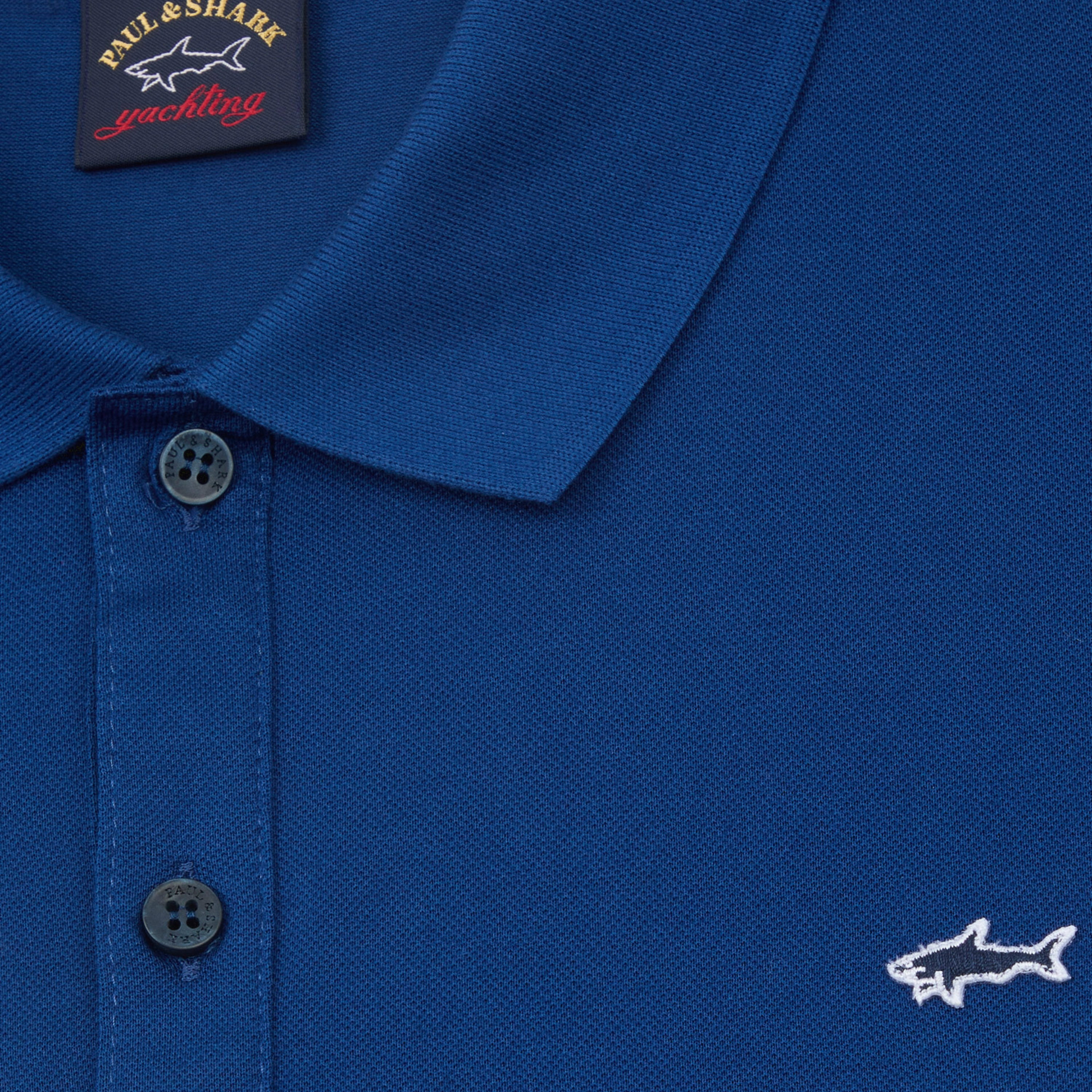 Paul & Shark Cotton Pique Shark Badge Polo Shirt - Bluette
