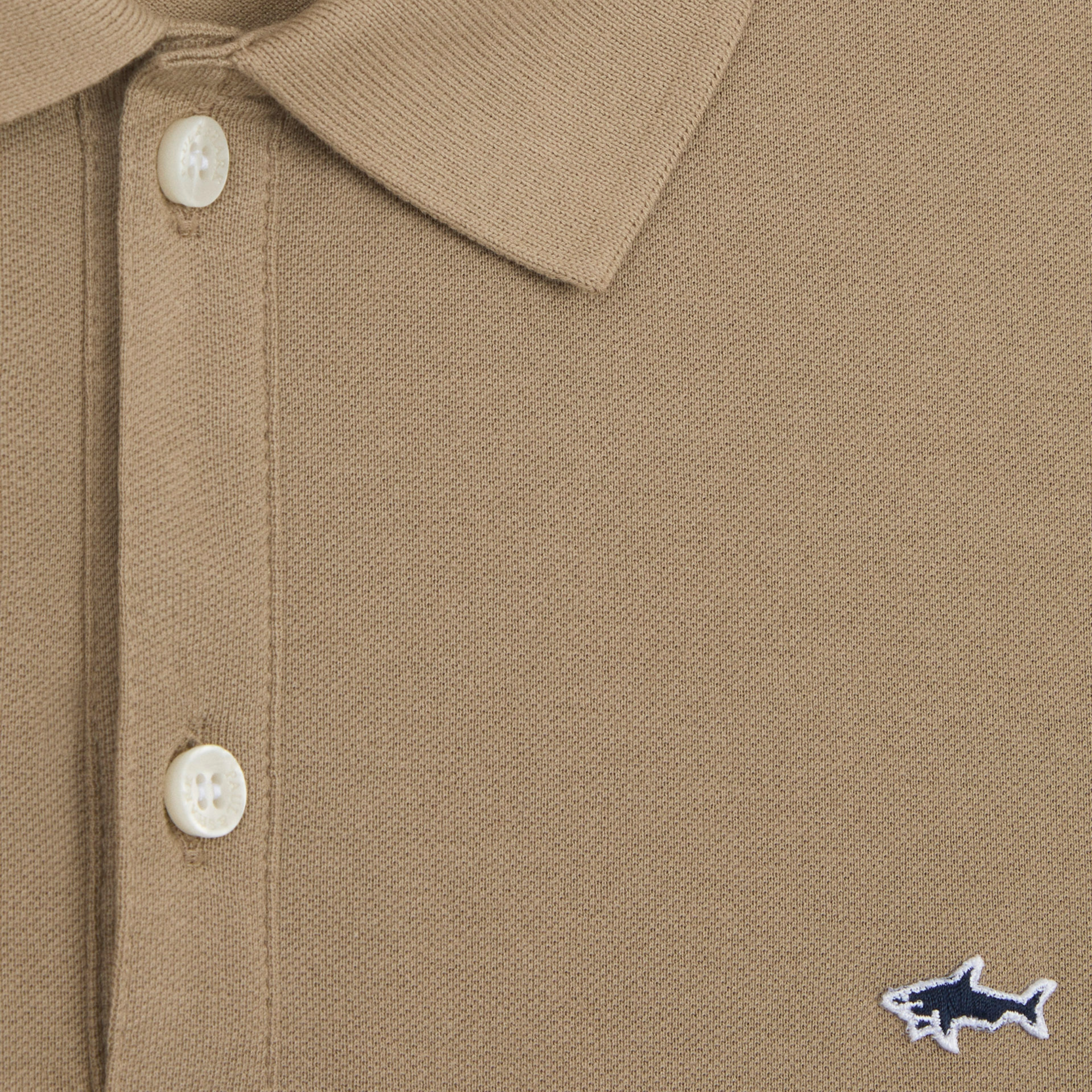 Paul & Shark Cotton Pique Shark Badge Polo Shirt - Khaki