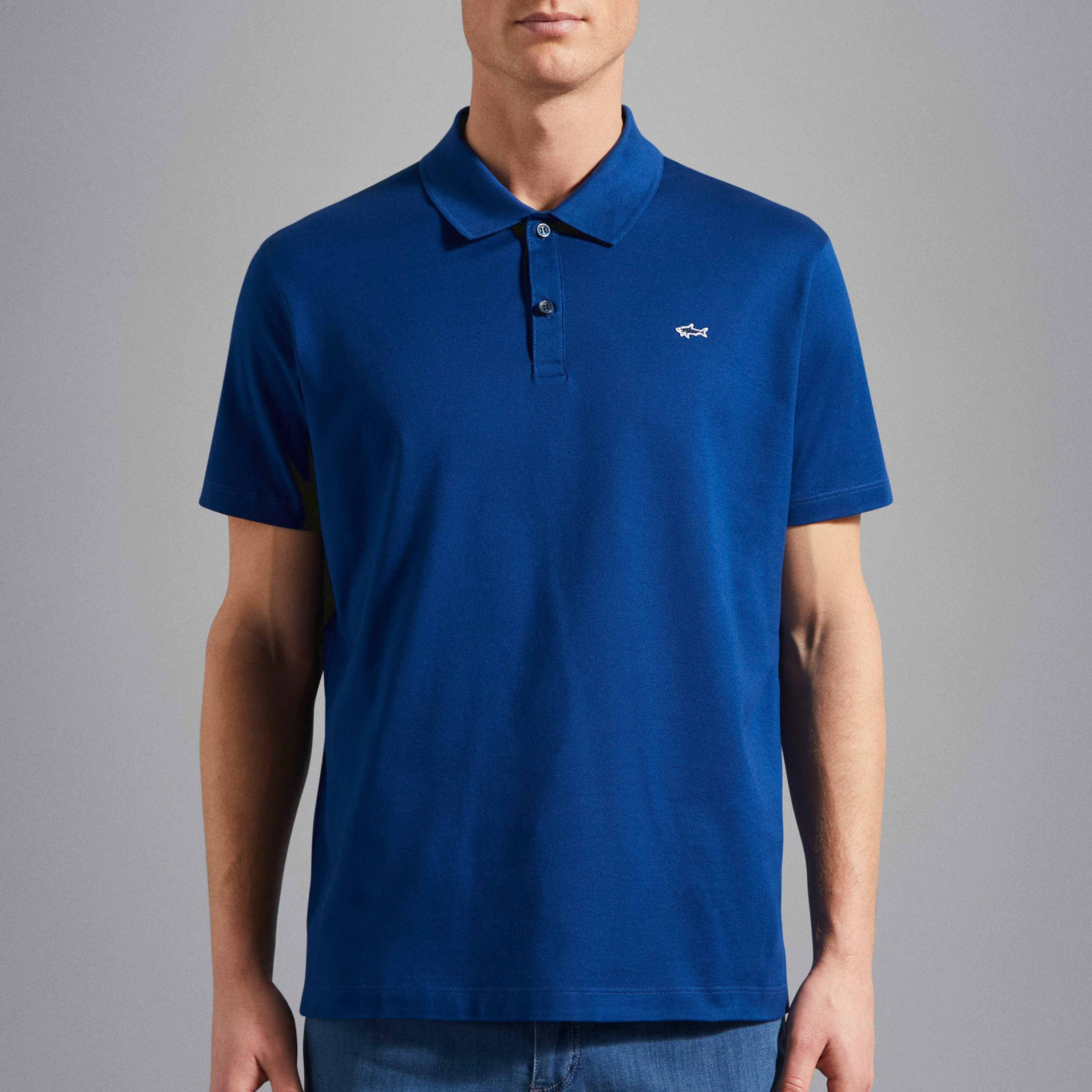 Paul & Shark Cotton Pique Shark Badge Polo Shirt - Bluette