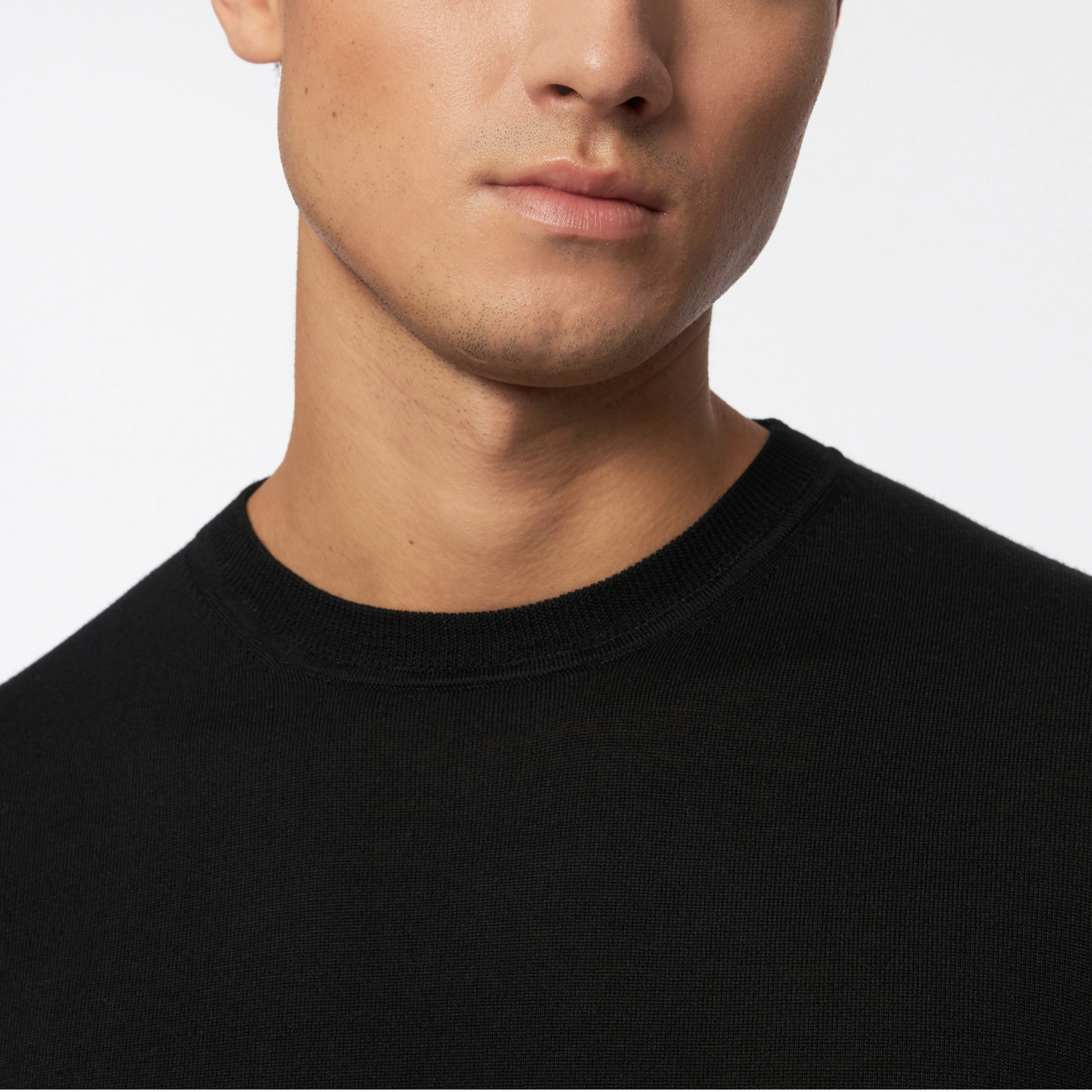 Roy Robson Merino Wool Crew Neck Jumper - Black