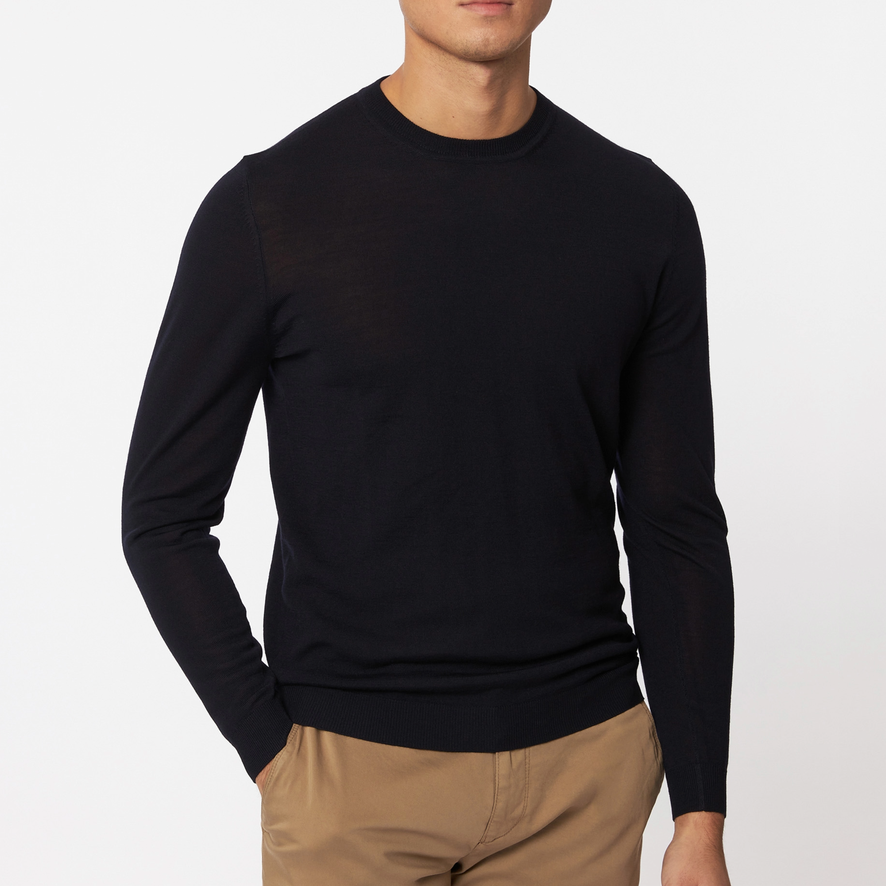 Roy Robson Merino Wool Crew Neck Jumper - Dark Blue