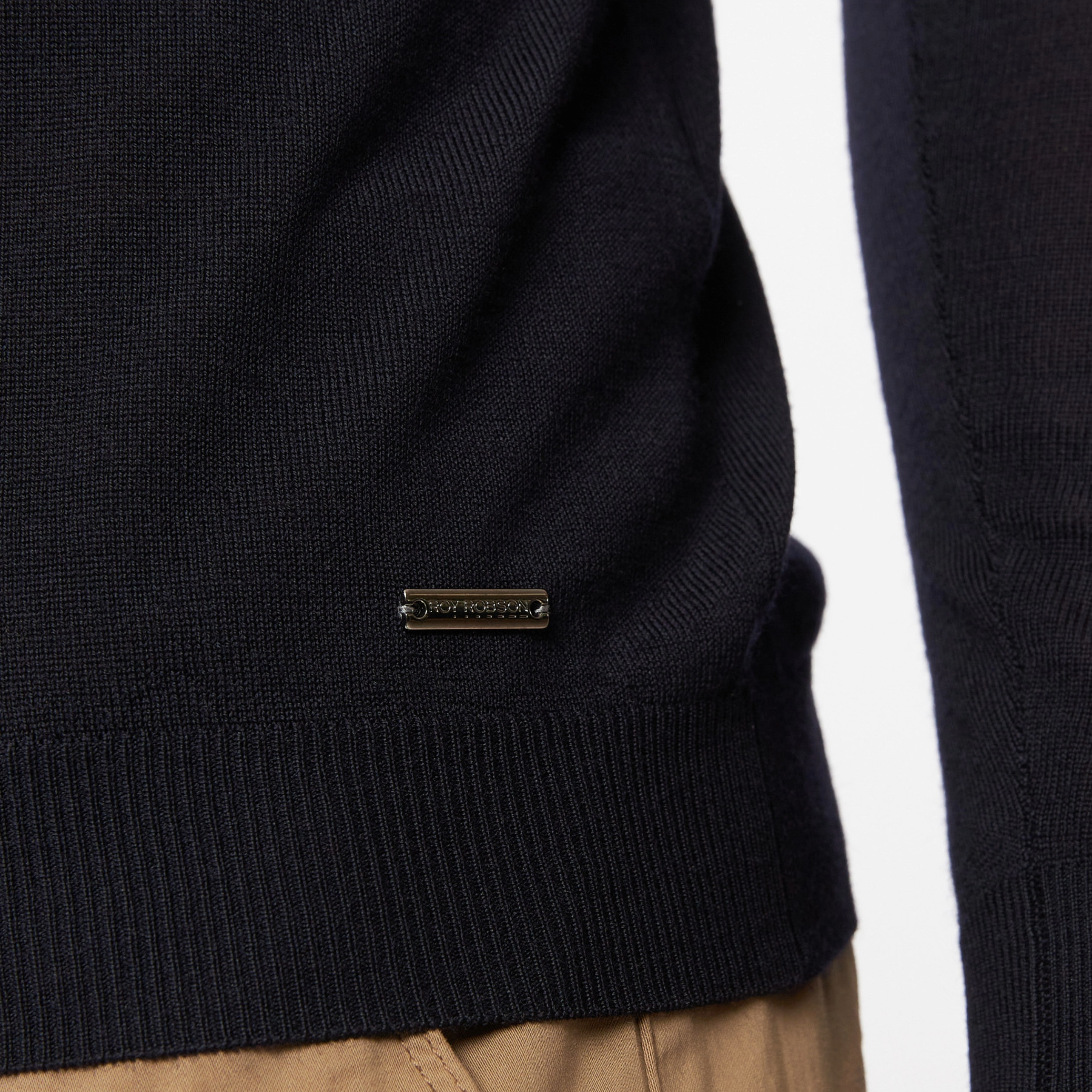 Roy Robson Merino Wool Crew Neck Jumper - Dark Blue