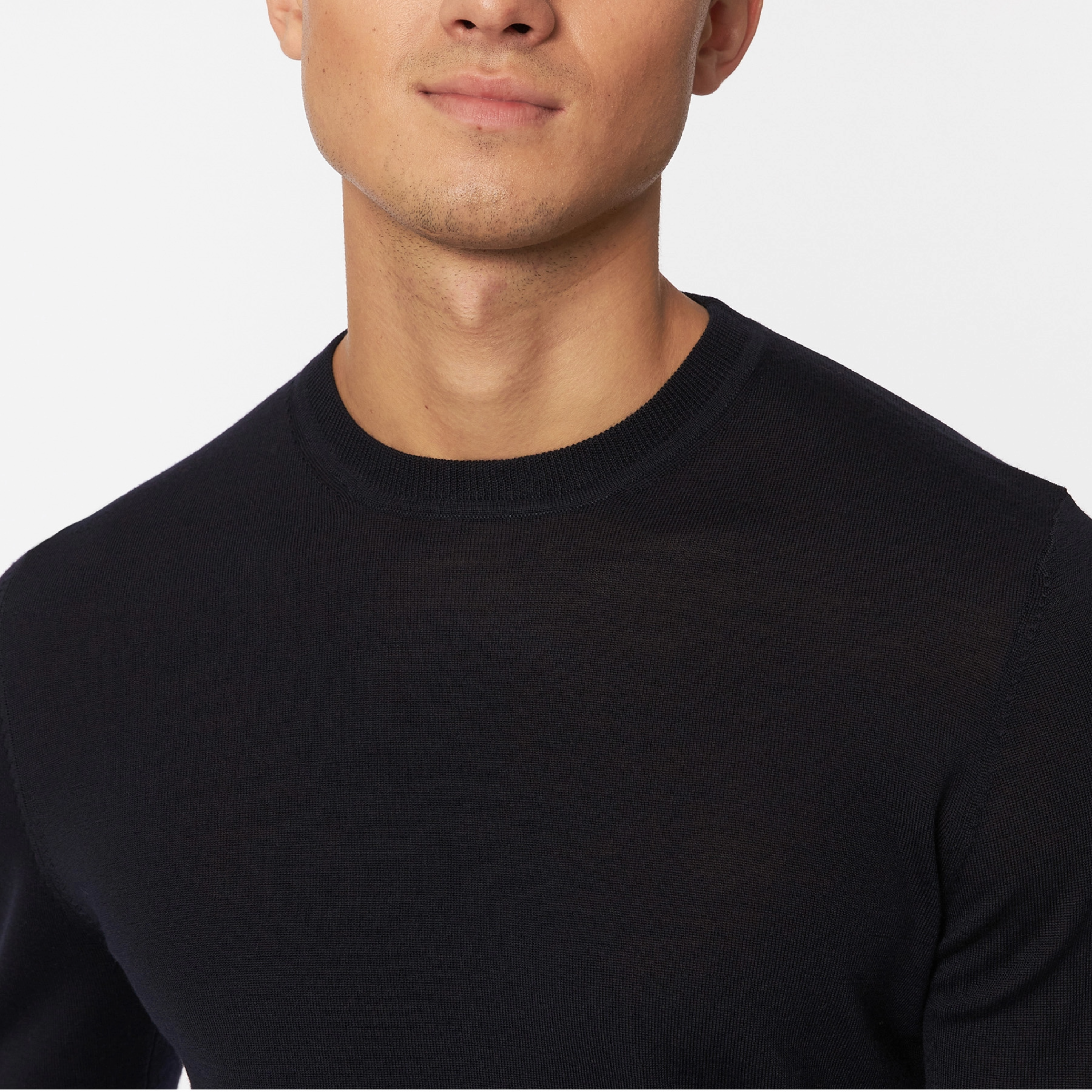 Roy Robson Merino Wool Crew Neck Jumper - Dark Blue