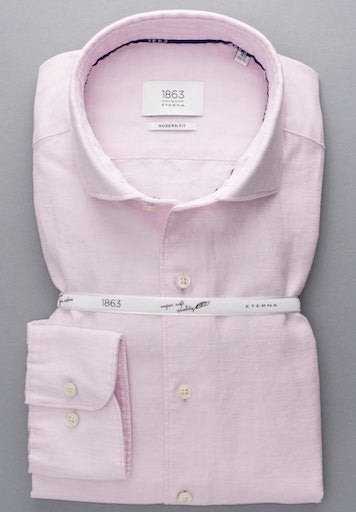 ETERNA 1863 Cotton-Linen Shirt in Pink 2355 XS82