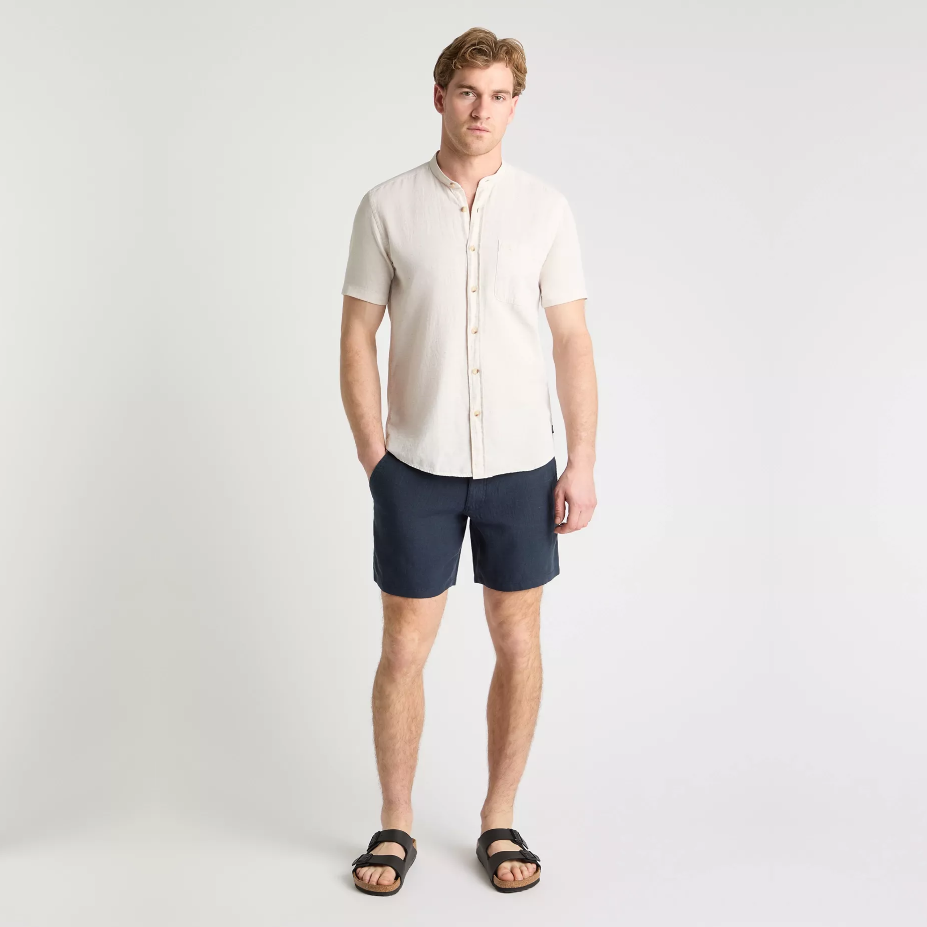 Remus Elio Relaxed Fit Linen Shorts - Navy