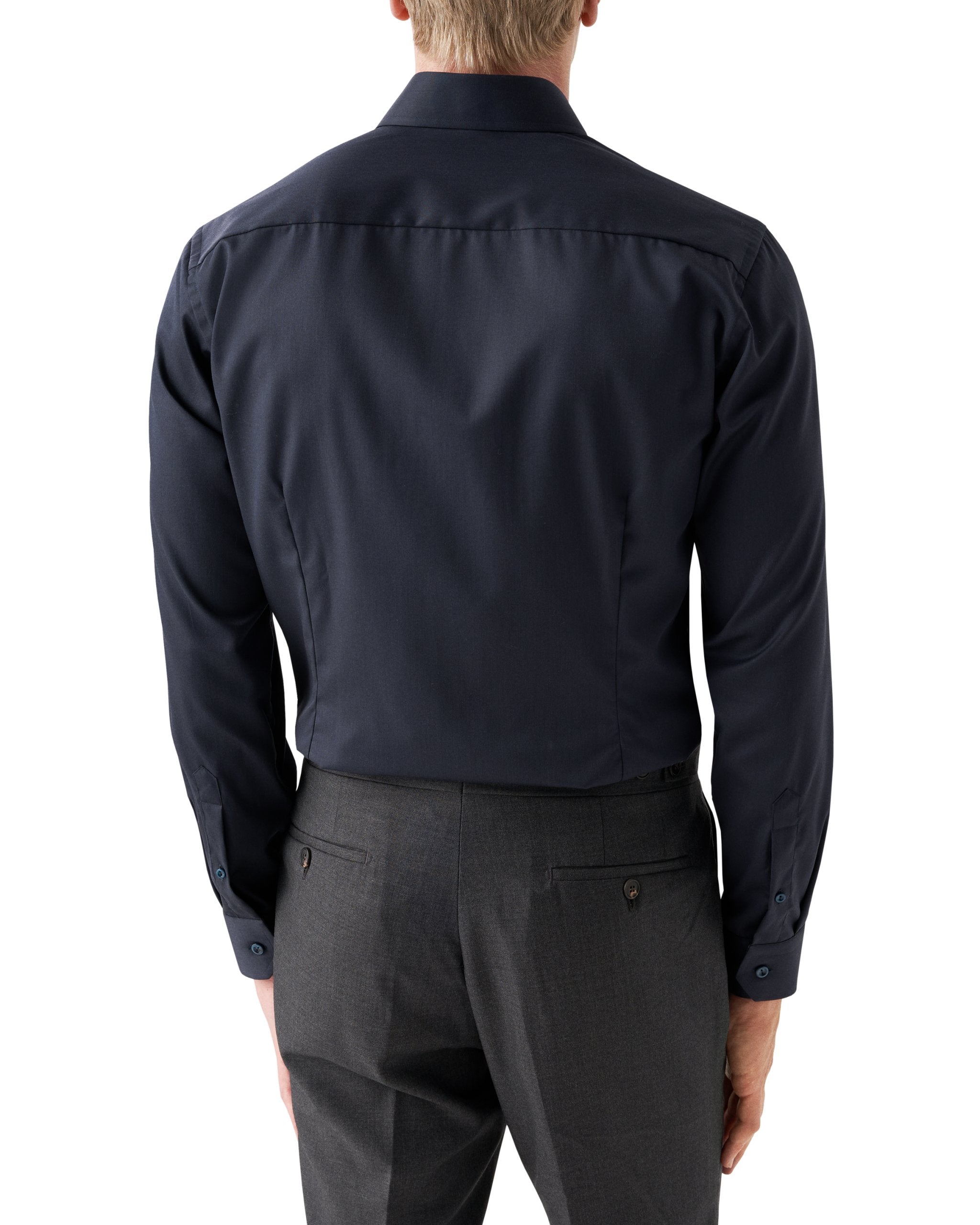 Eton Signature Twill Slim Fit Shirt with Paisley Contrast Details - Navy