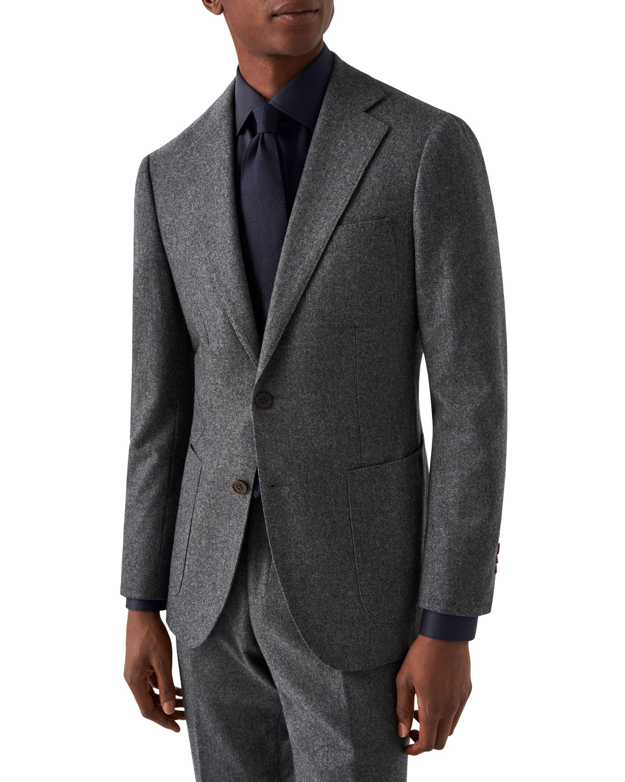 Eton Signature Twill Slim Fit Shirt with Paisley Contrast Details - Navy