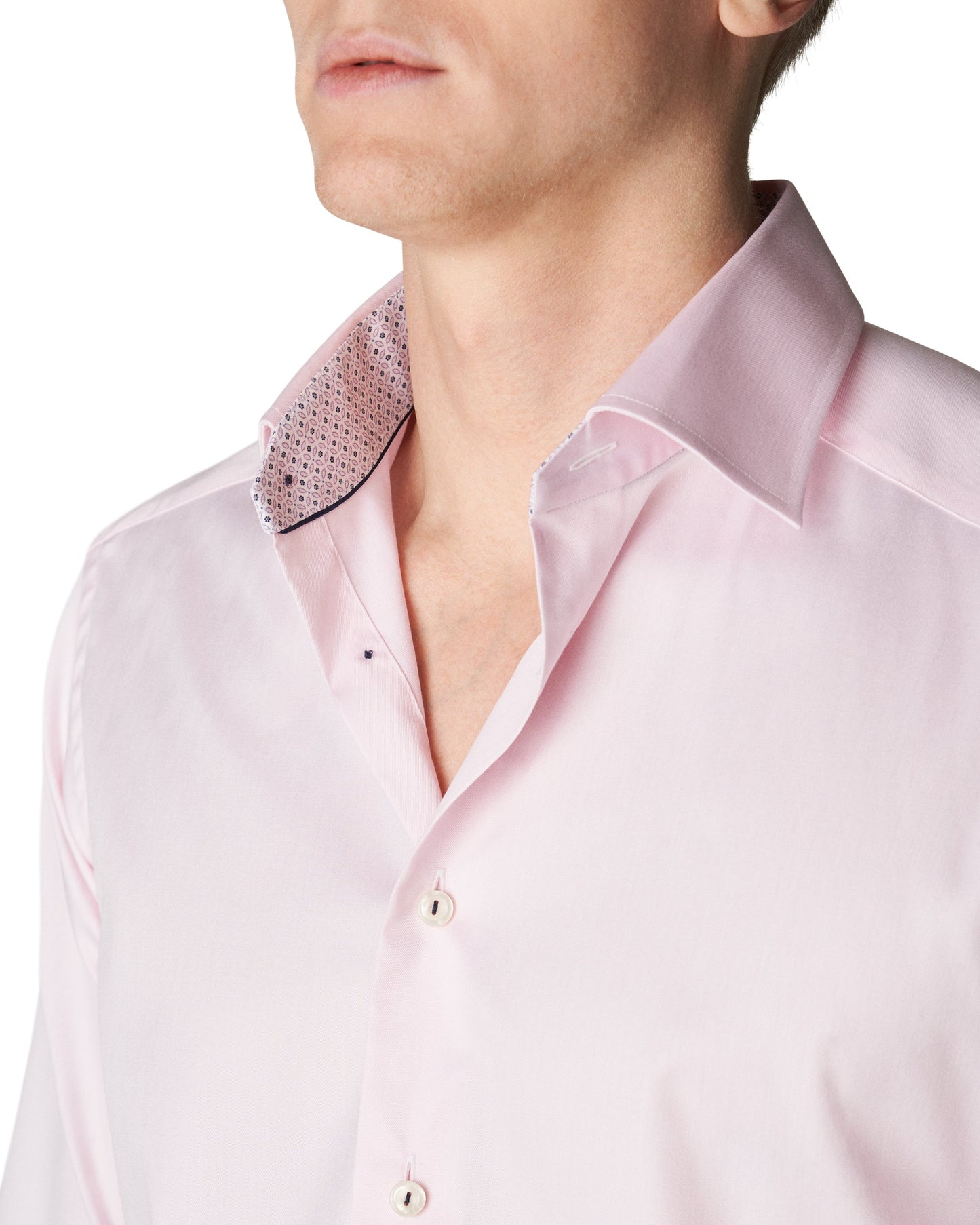 ETON Signature Twill Contemporary Fit Shirt in Pink with Floral Contrast Details 10001046080