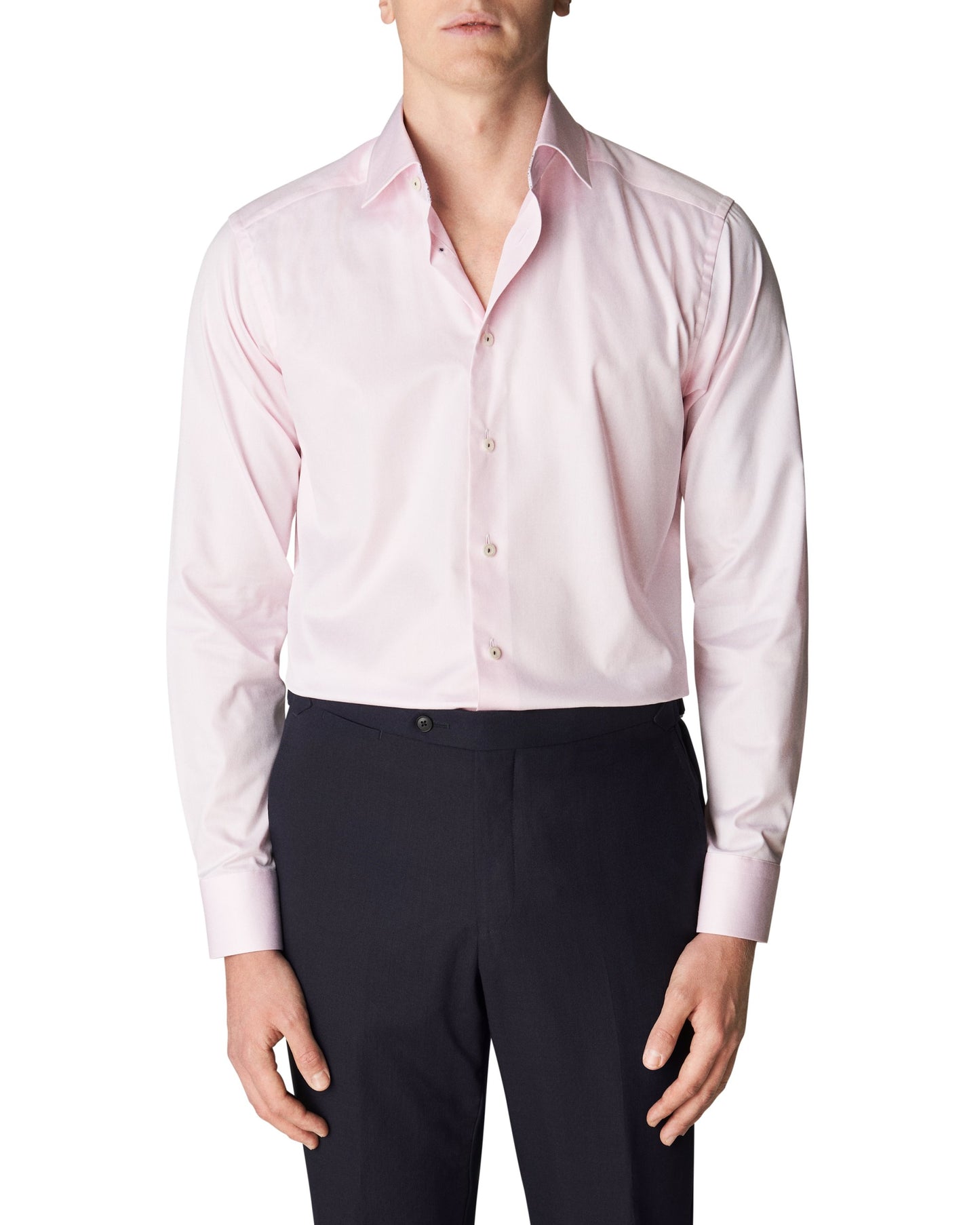 ETON Signature Twill Contemporary Fit Shirt in Pink with Floral Contrast Details 10001046080