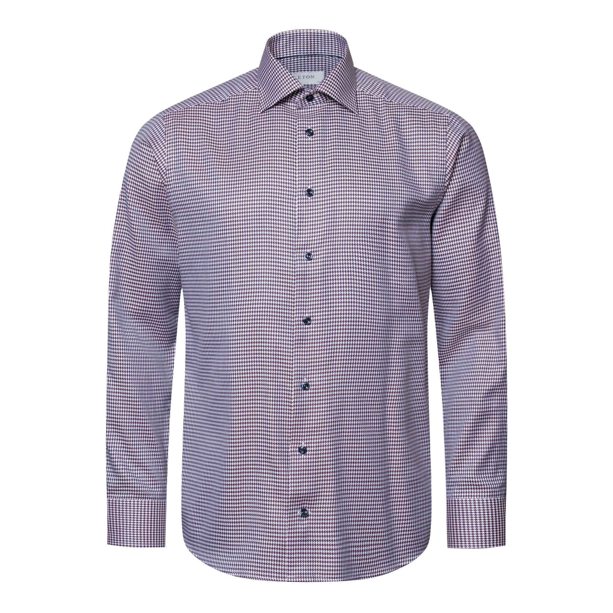 Eton Slim Fit Check Shirt - Burgundy
